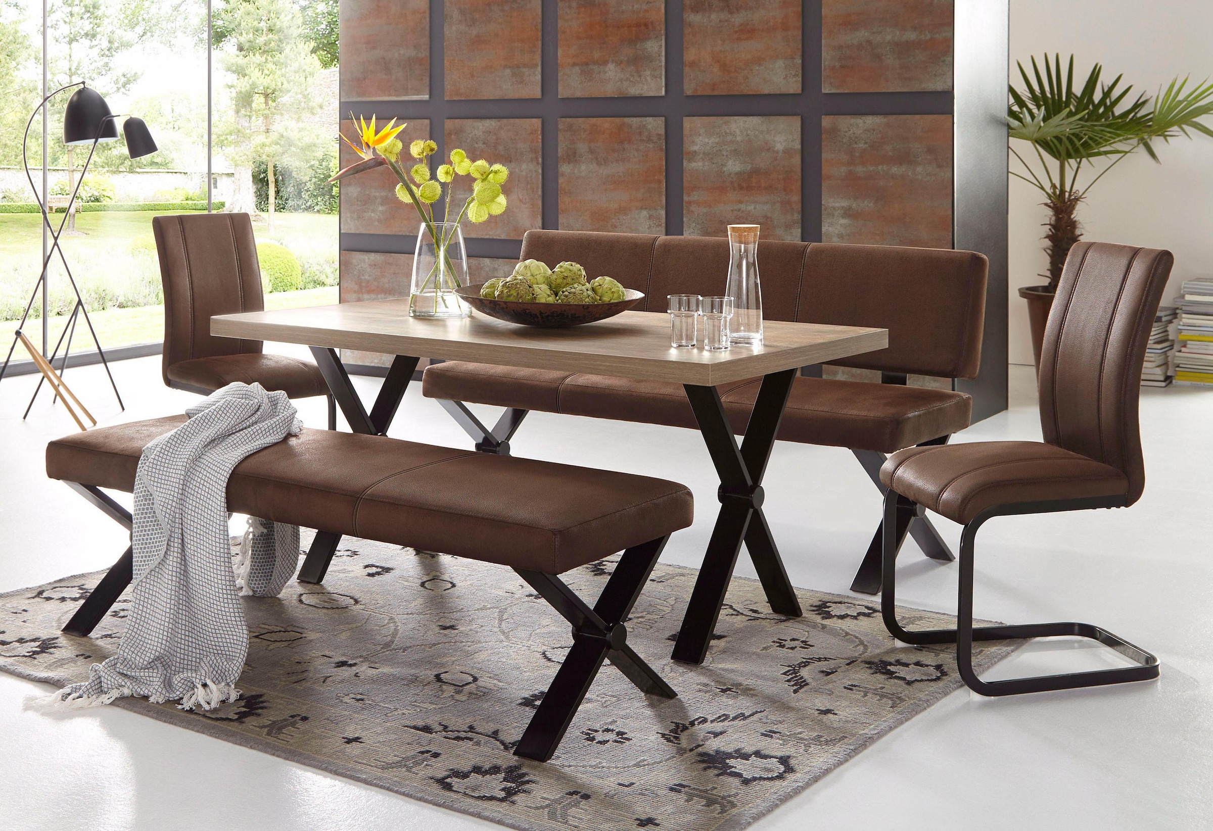 Homexperts Sitzbank »Colt«, Rückenlehne, Breite 140 oder 160 cm, Microfaserbezug in Vintage-Optik