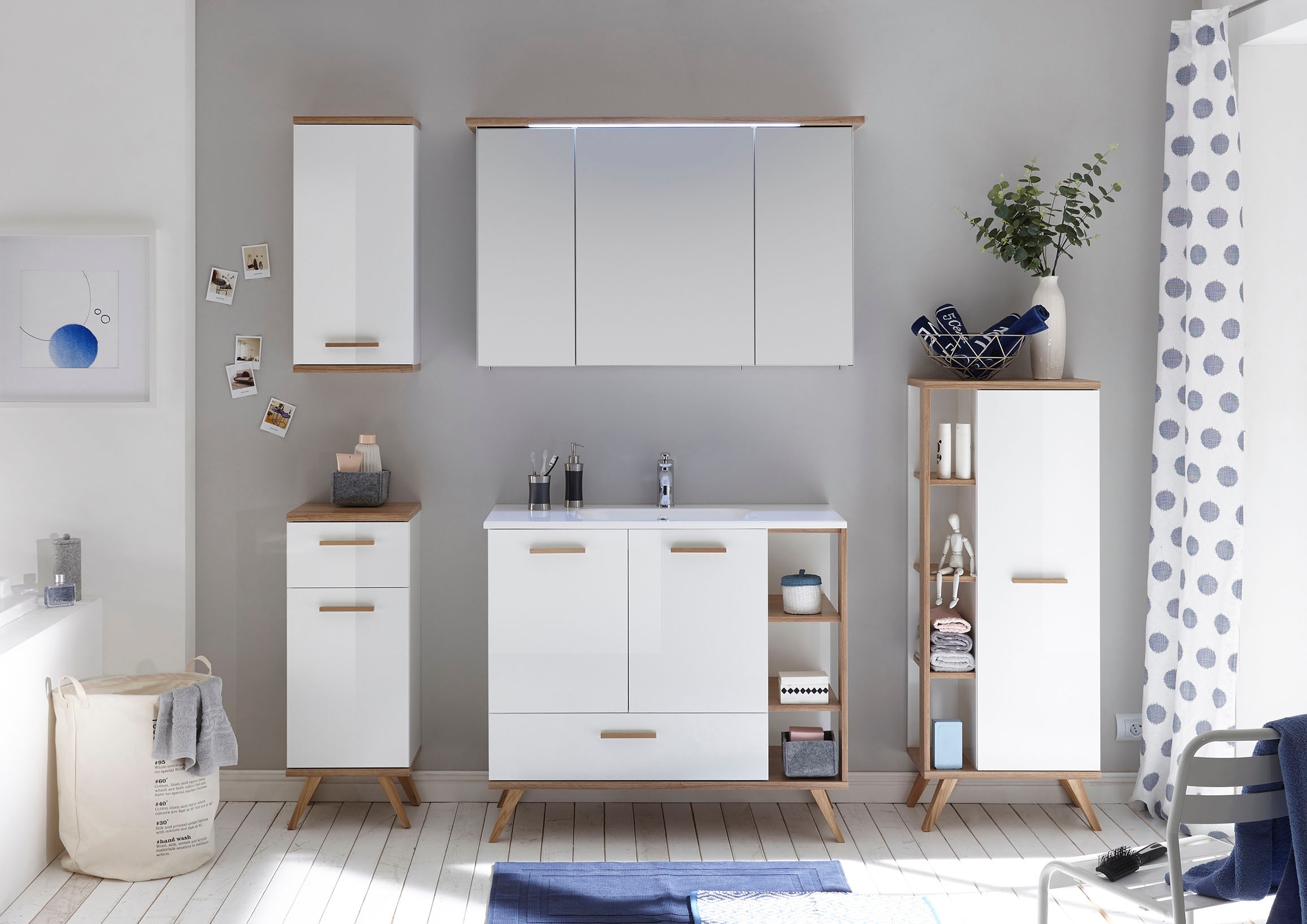 Saphir Waschtisch »Quickset Mineralmarmor-Waschtisch mit Unterschrank, 101 cm breit«, Wachplatz, inkl. Türdämpfer, 2 Türen, 1 Schublade, seitliches Fach