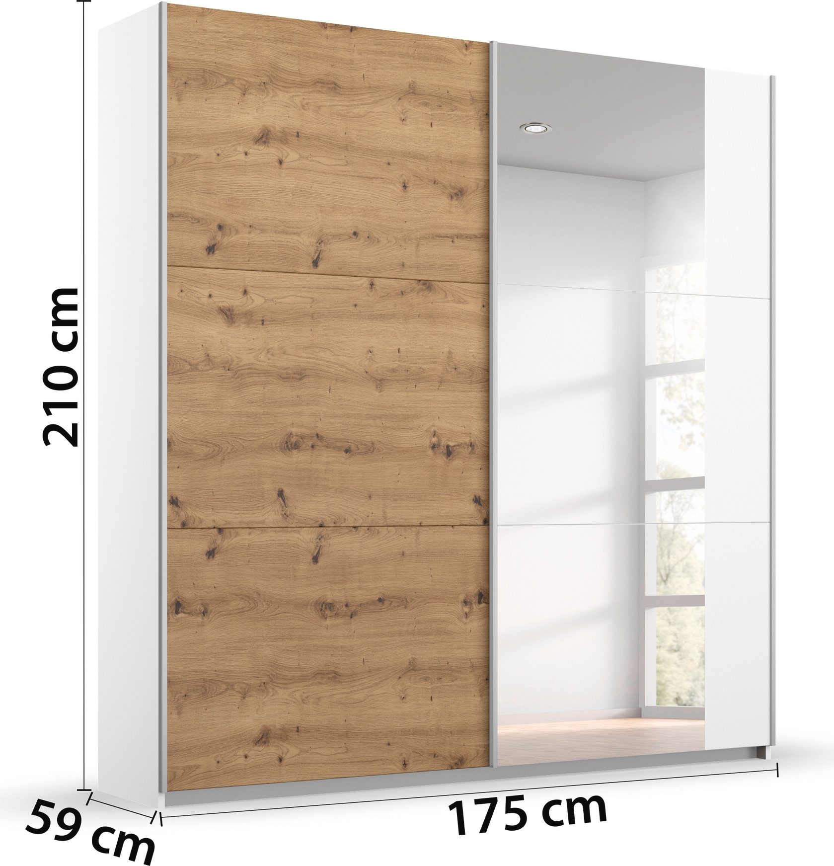 rauch Schwebetürenschrank »Kleiderschrank Garderobe TOPSELLER AURELIO mit 3 Ausstattungsvarianten«, 3 verschiedene Ausstattungsvarianten Griffe aus Metall MADE IN GERMANY
