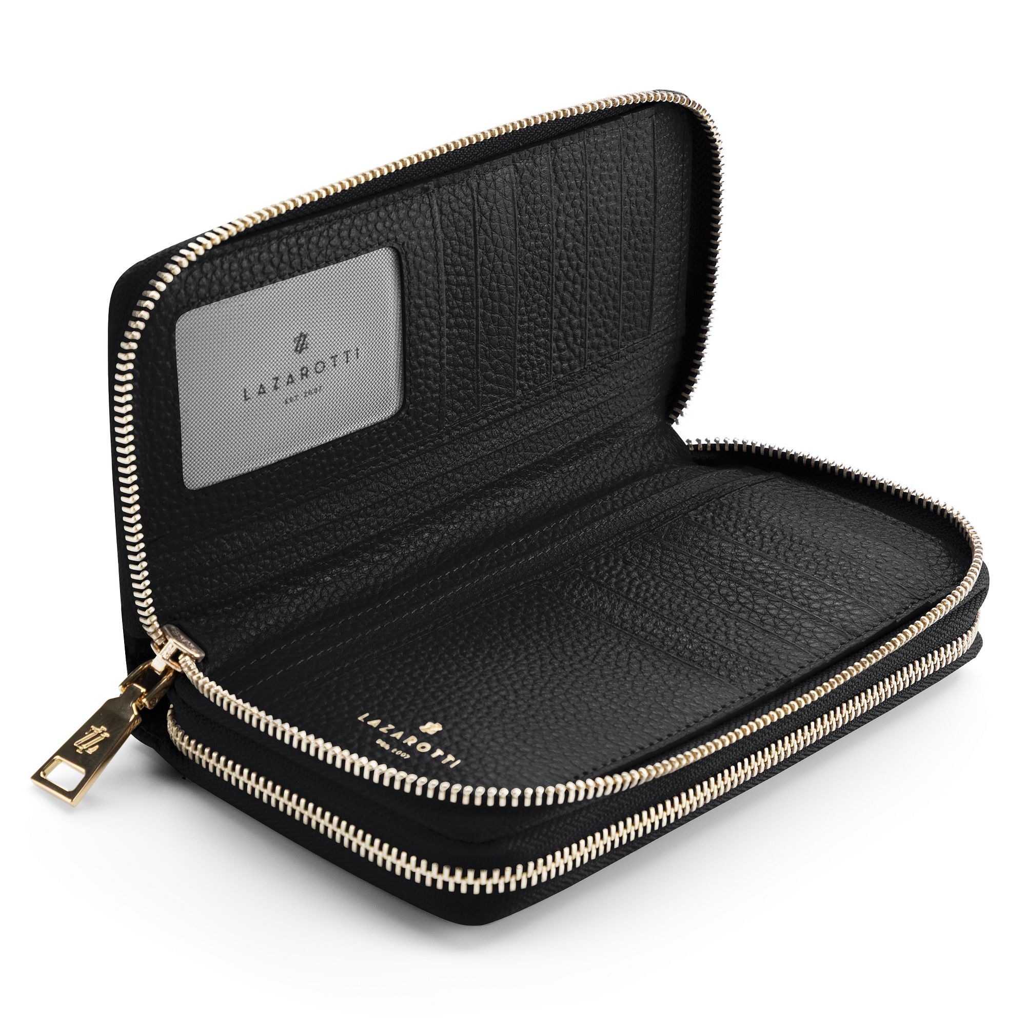 Lazarotti Geldbörse »Bologna Leather XL Double Zip-Around Geldbörse RFID Leder 20 cm«