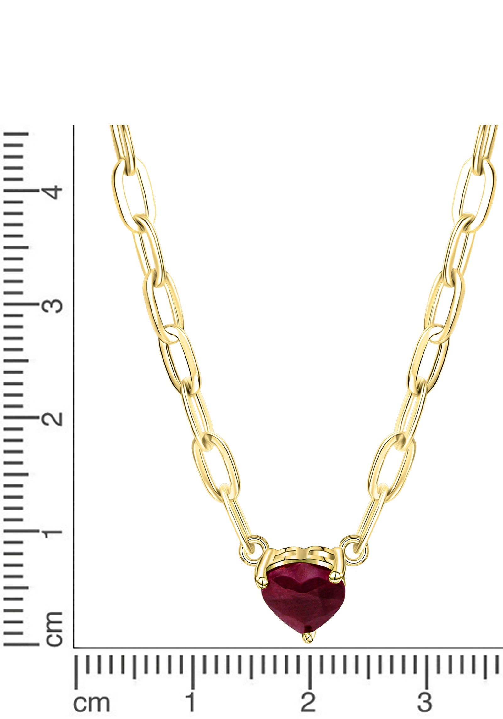 Firetti Kette mit Anhänger »Schmuck Geschenk Silber 925 Halsschmuck Halskette Ankerkette Herz«, mit Rubin