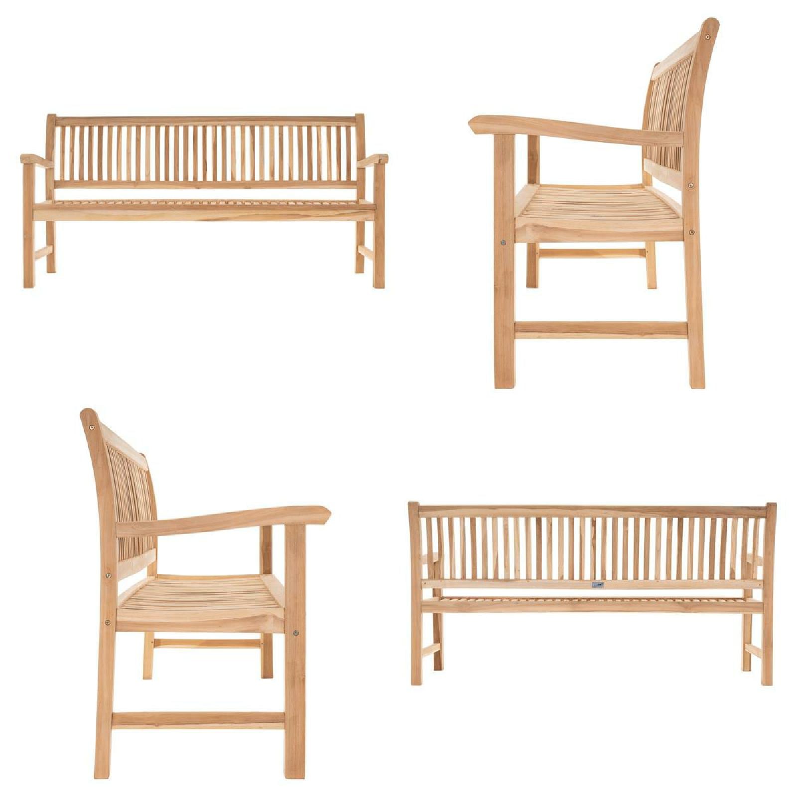 VCM Gartenstuhl »4er Sitzbank Gartenbank Landhausstil Teak Holz« () 1 Stk.