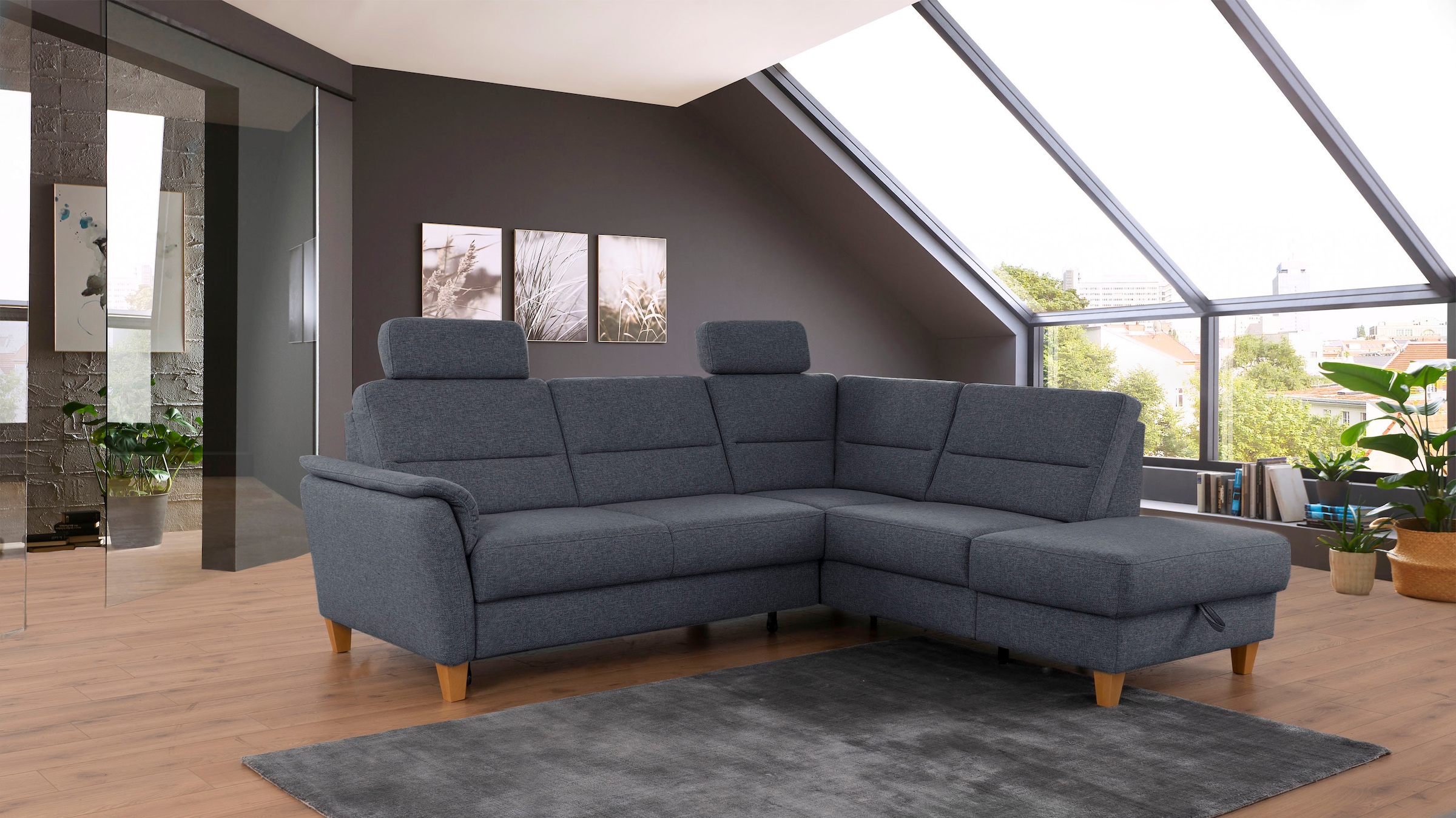 Home affaire Ecksofa "Palmera L-Form, B: 236 cm" optional Bettfunktion & Be günstig online kaufen