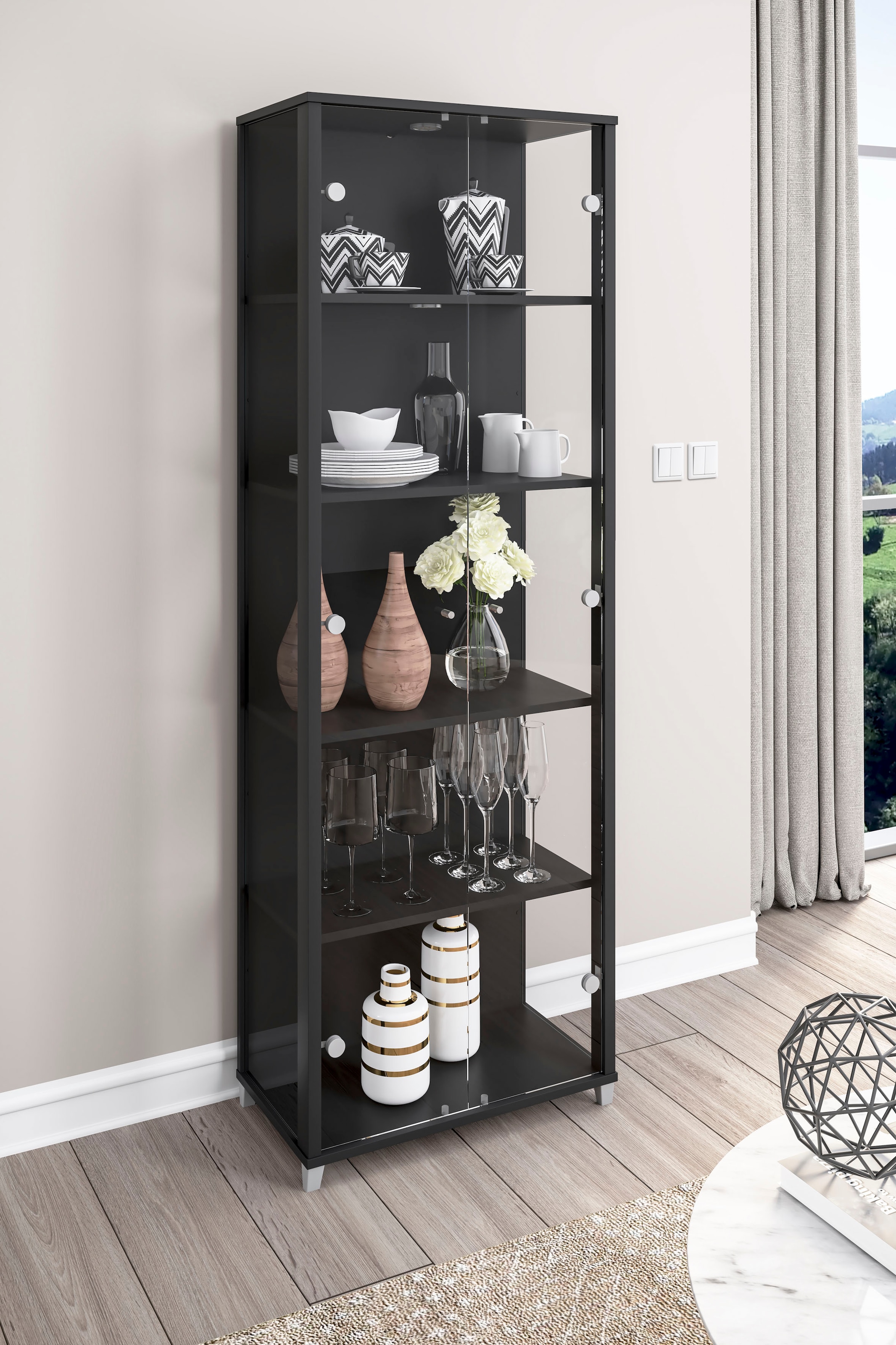 fif möbel Vitrine »OPTIMA«, Standvitrine, Vitrinenschrank, Glasvitrine, Sammlervitrine