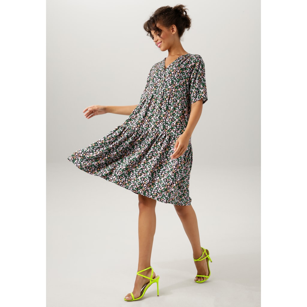 Aniston CASUAL Sommerkleid, mit buntem Minimal-Blumendruck - NEUE KOLLEKTION
