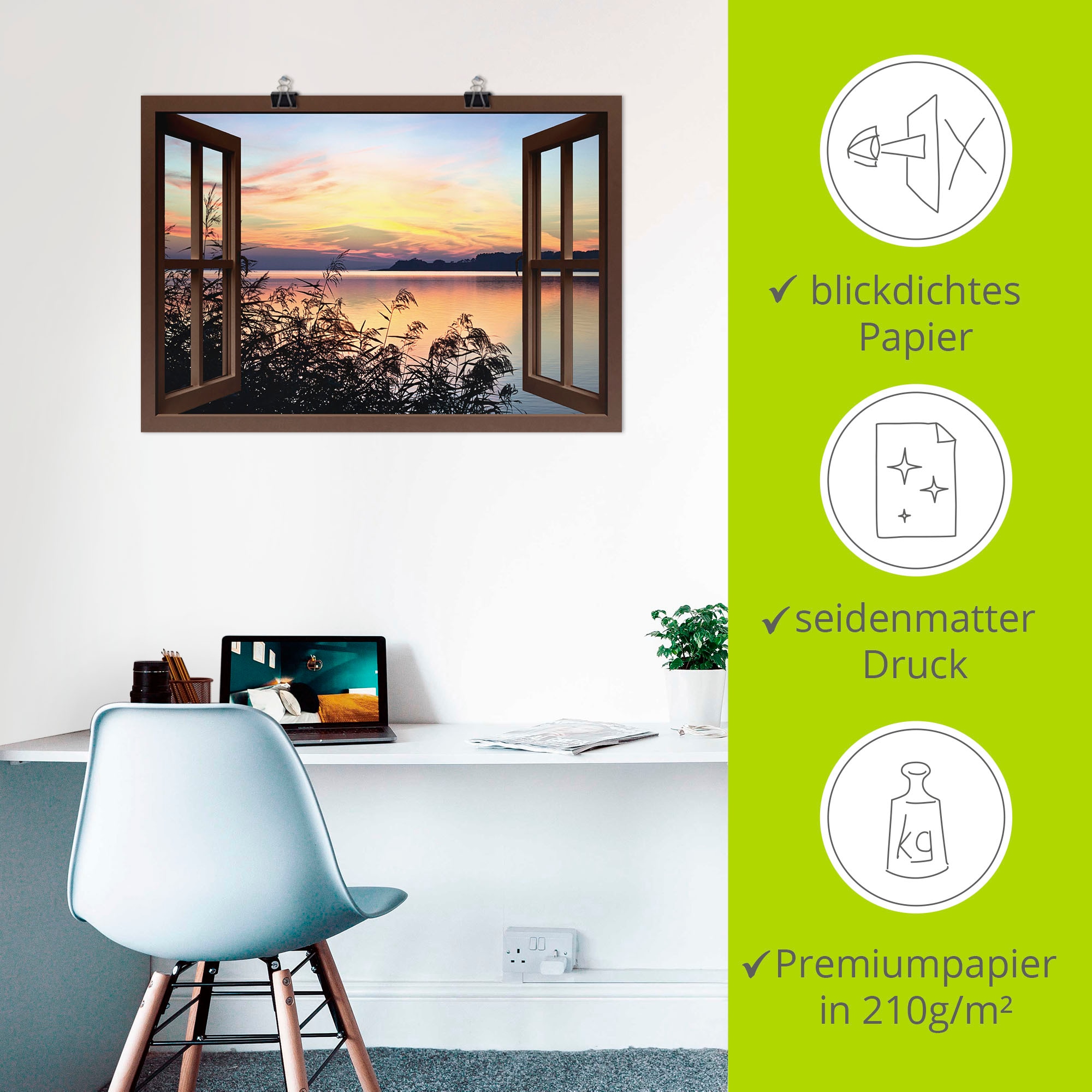 Artland »Fensterblick - Abendrot im Schilf« Fensterblick 1 Stk. tlg. ohne Rahmen