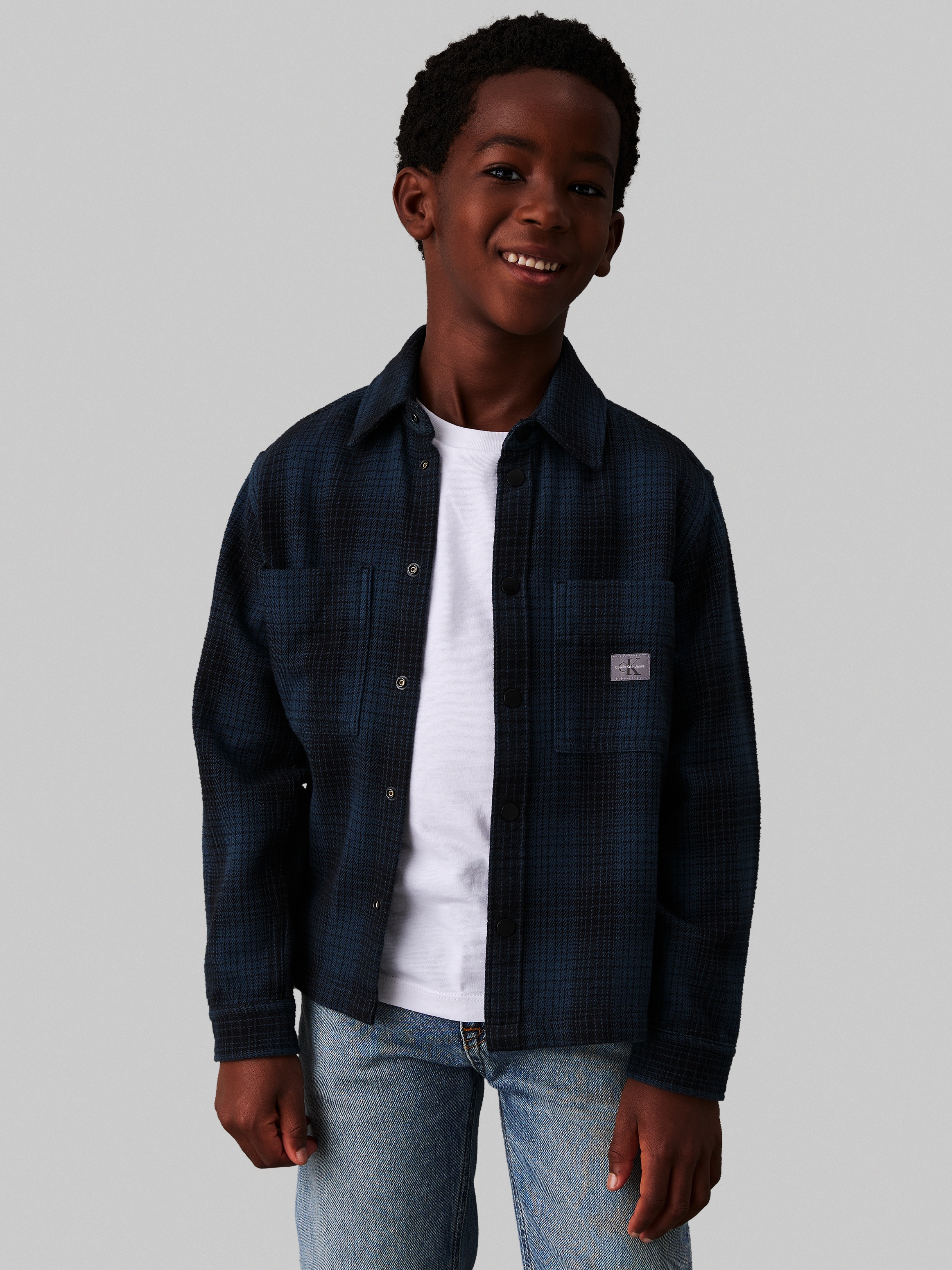 Calvin Klein Jeans Langarmhemd »Textured Checked Shirt«, für Kinder bis 16 Jahre und mit Logopatch