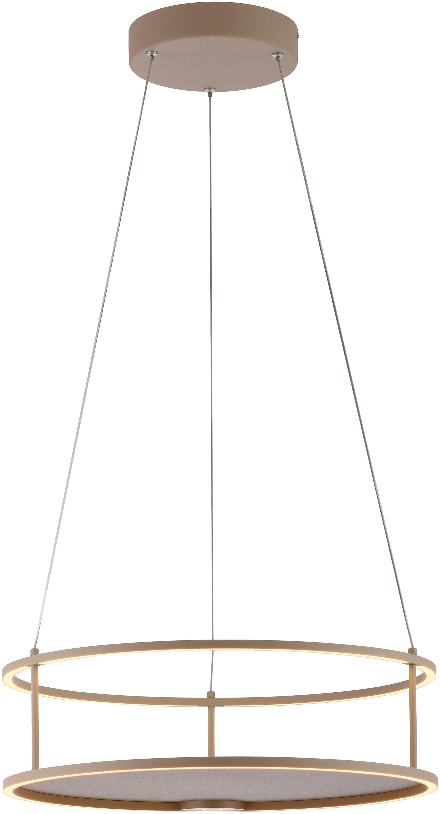 PAUL NEUHAUS LED Pendelleuchte "CONNI", 2, Ø 50cm H: 60cm, 1 Stk., beige, Leuchten, Touchdimmer, separat schaltbar, Memoryfunktion, Deko-Ablagefläche