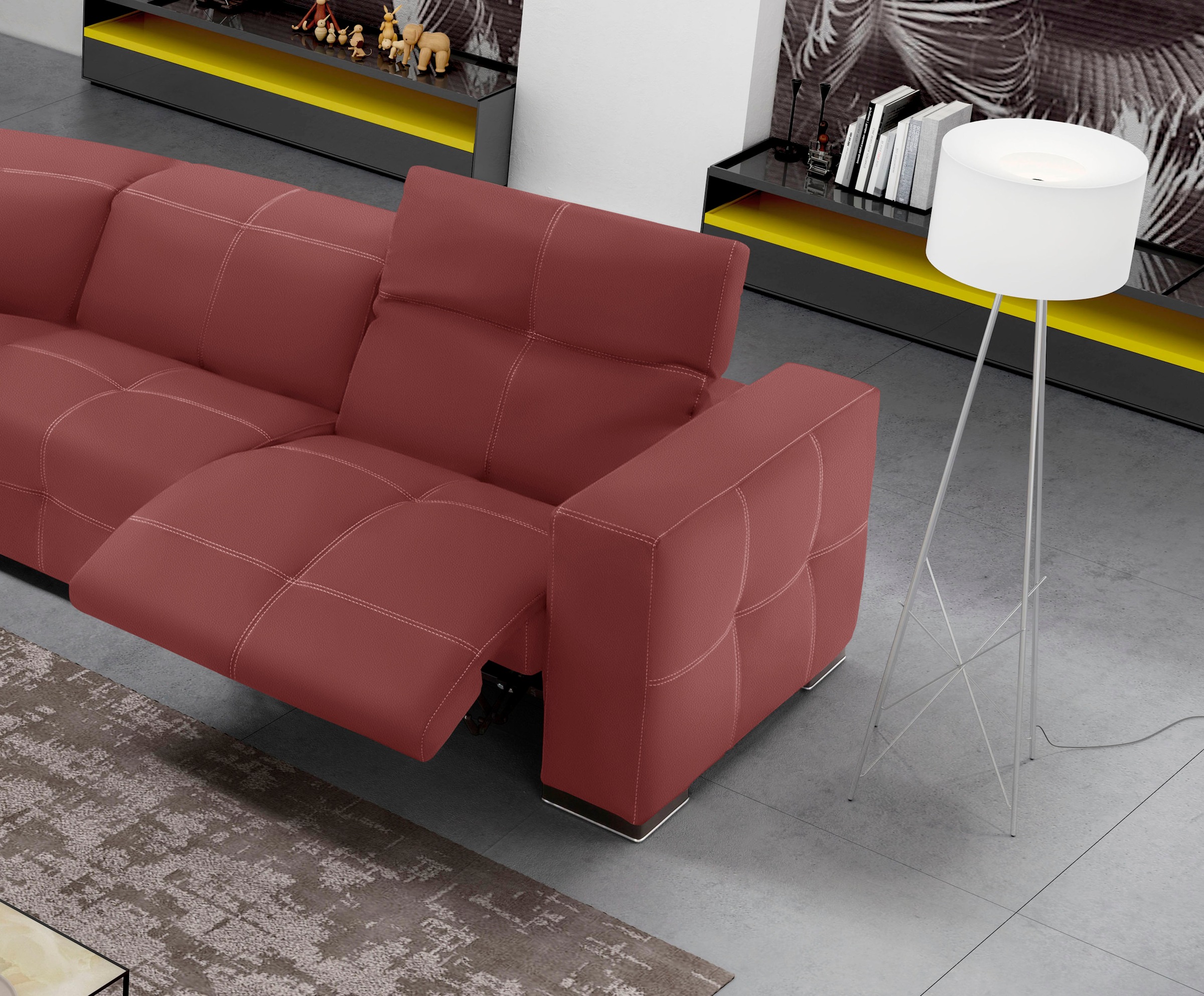 Ecksofa EGOITALIANO "Sauvanne, Designsofa der Extraklasse, elegant und bequem", rot (burgundy), B:300cm H:100cm T:274cm, Leder »BULL« (echtes Rindsleder). Geschliffenes, pigmentiertes und behandeltes Rindsleder mit einer Dicke von 1, 3-1, 5 mm. Dieses Led 10