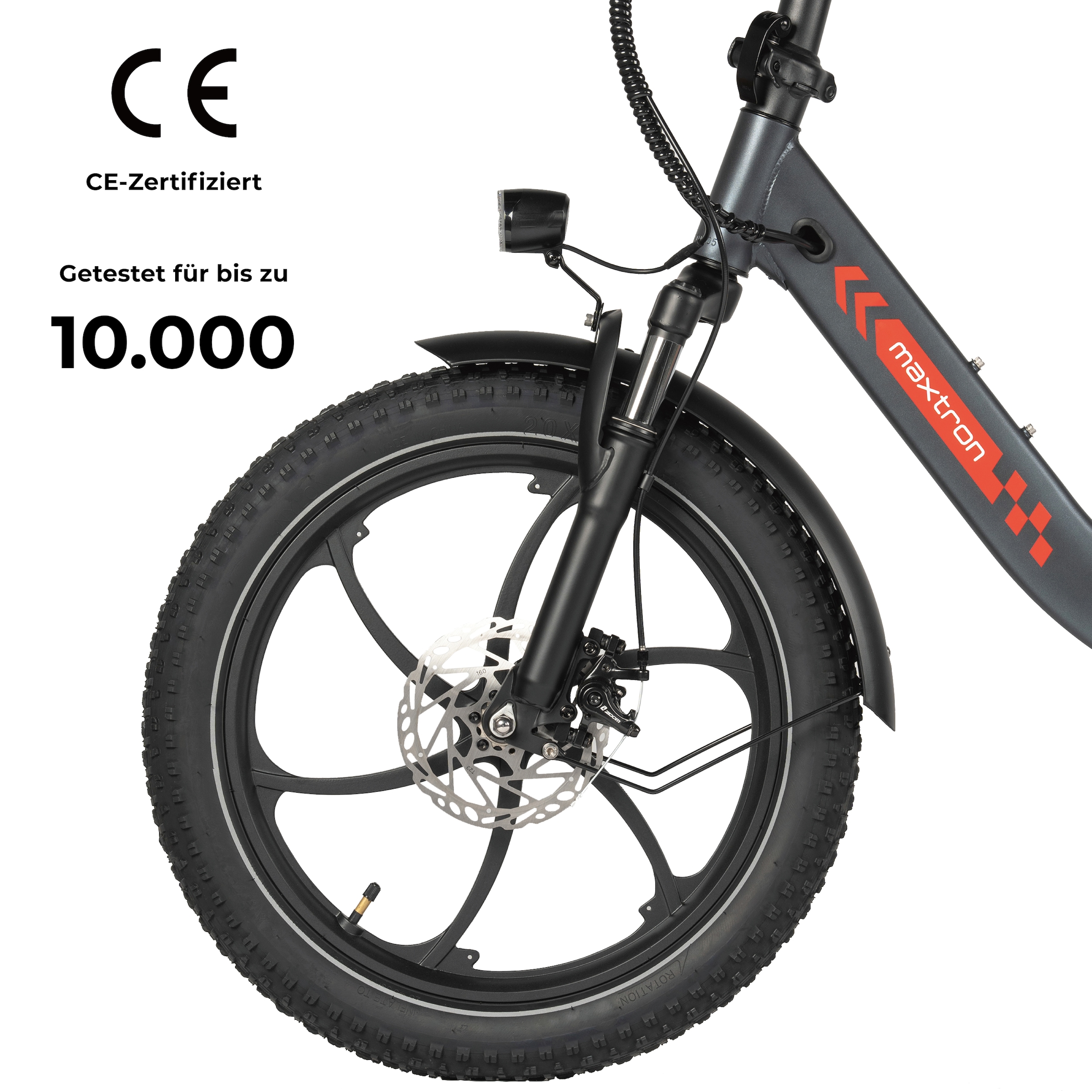 Maxtron »Maxtron MULE Klapprad« 7 Gang Shimano ALTUS Schaltwerk Kettenschaltung 350 W Packung,  Stadt & Abenteuer: 20" Fatbike mit XXL 20Ah Akku.