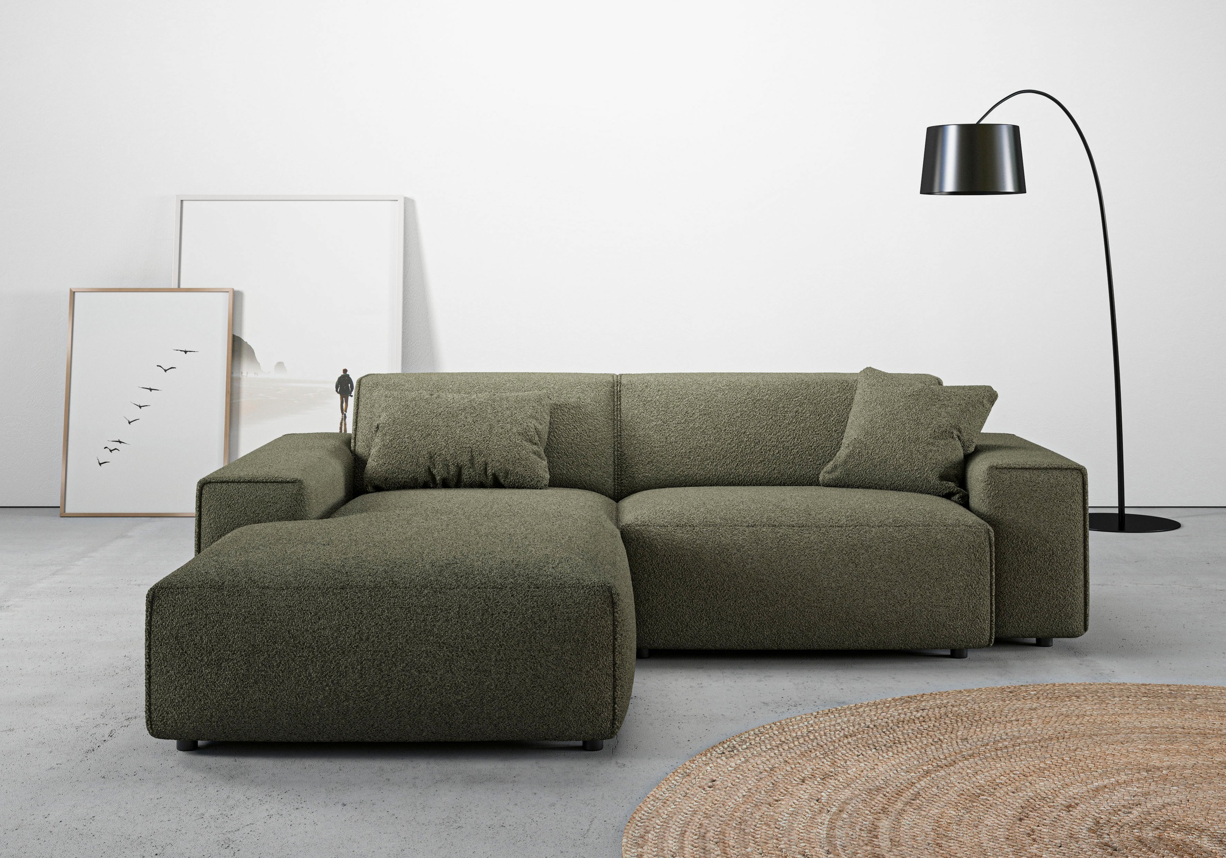 Home affaire Ecksofa "Glimminge L-Form auch in Breitcord, Feincord + Easy care-Bezug," Breite 234, Zierkissen