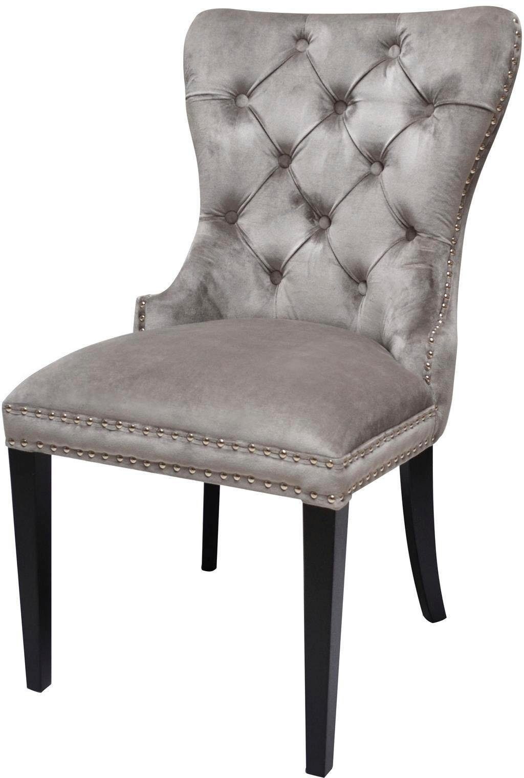 Leonique Stuhl "Cassy" (Set) 2 Stk.Polsterstuhl, silbergrauer Velour, Ziern günstig online kaufen