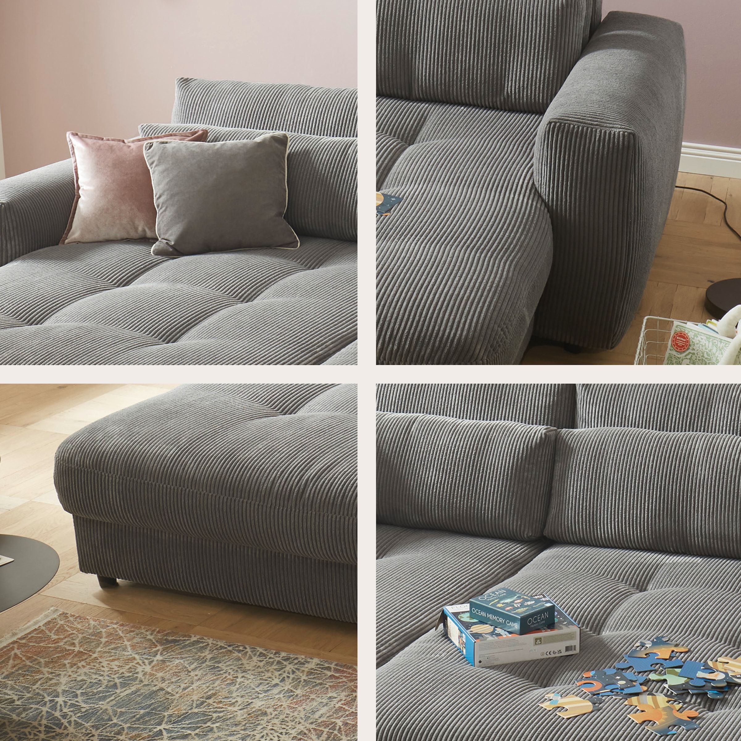 ED EXCITING DESIGN Big-Sofa »Loveseat, 2-Sitzer, Barura, Breite 292« Big-Sofa mit 2 Nierenkissen