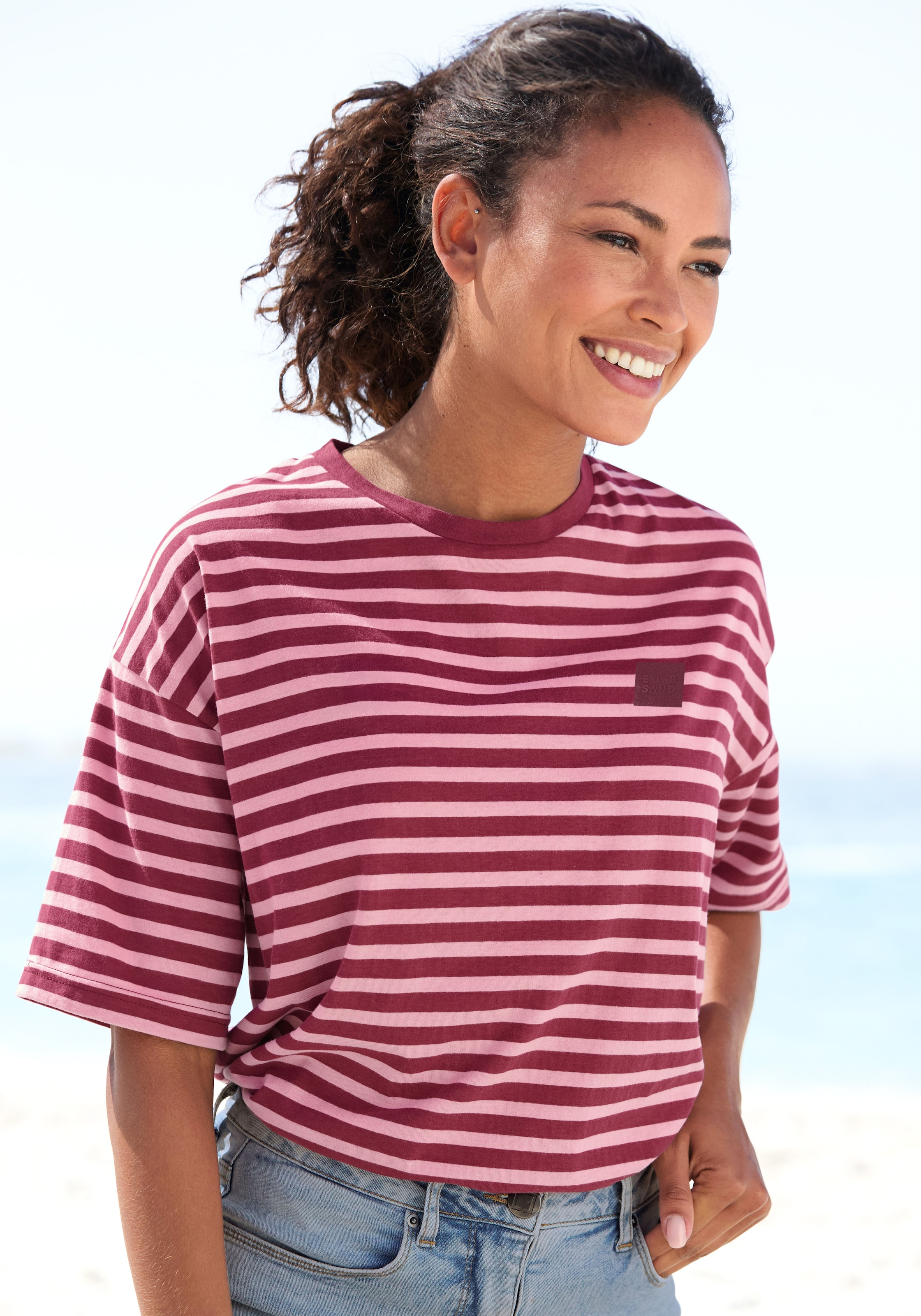 Elbsand T-Shirt "Kia" mit halblangen Ärmeln uns Streifenoptik günstig online kaufen