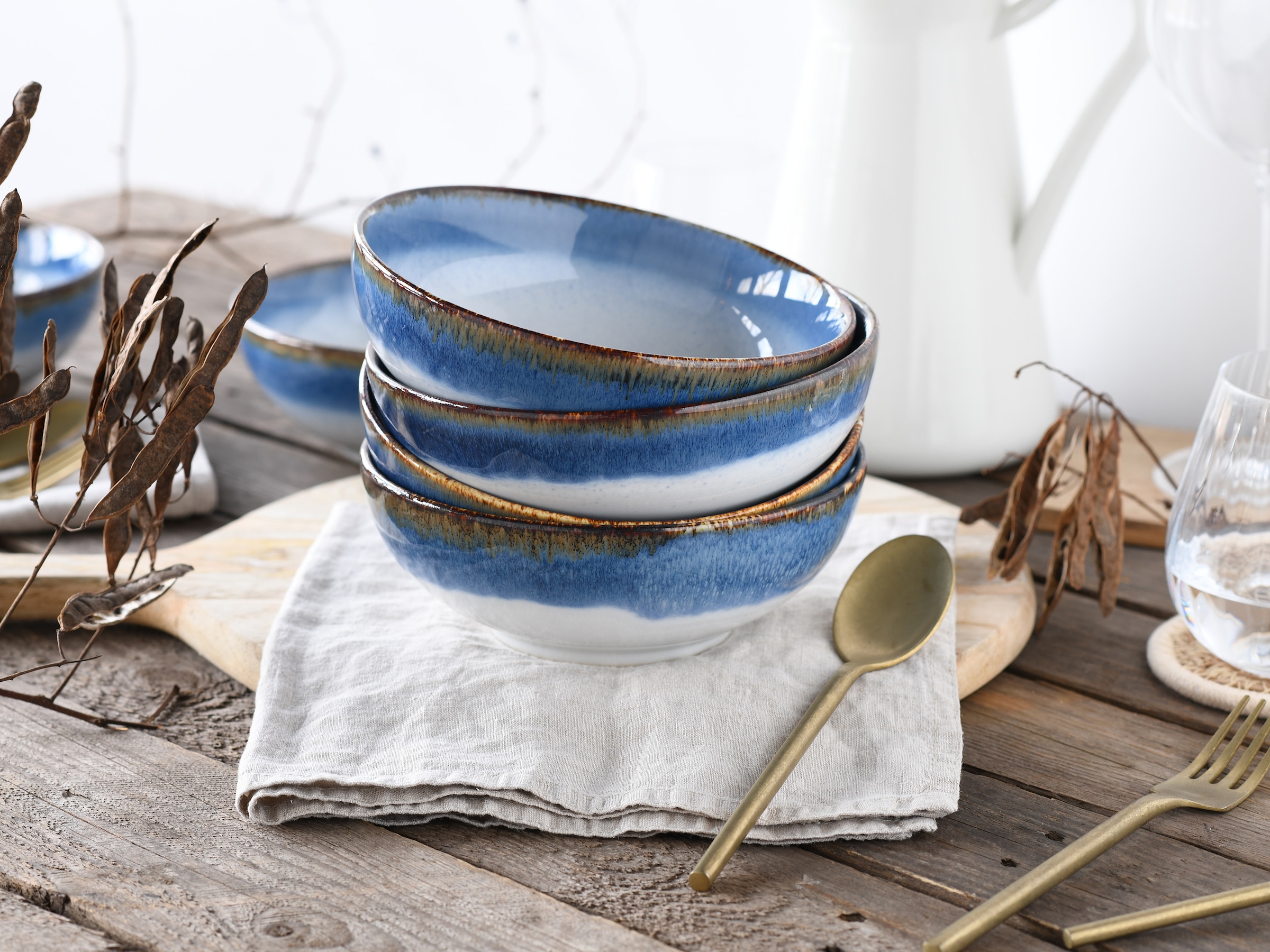 CreaTable Schale »Cascade, Smoothie Bowl, Ø 16,5 cm 6-tlg« 6 Stk. aus Steinzeug Rekativglasur, Healthy Food