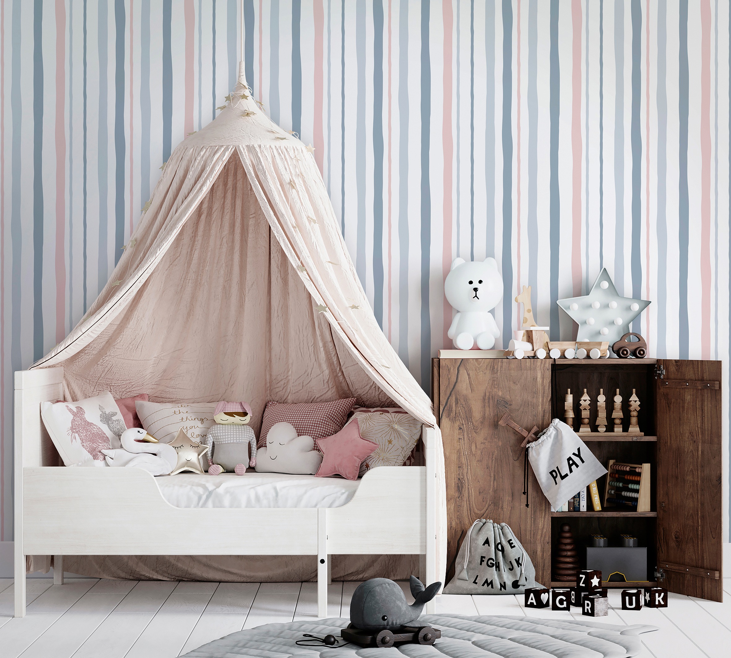 Marburg Kindertapete Streifen | längsgestreift | matt moderne Tapete für Wohnzimmer Schlafzimmer Küche