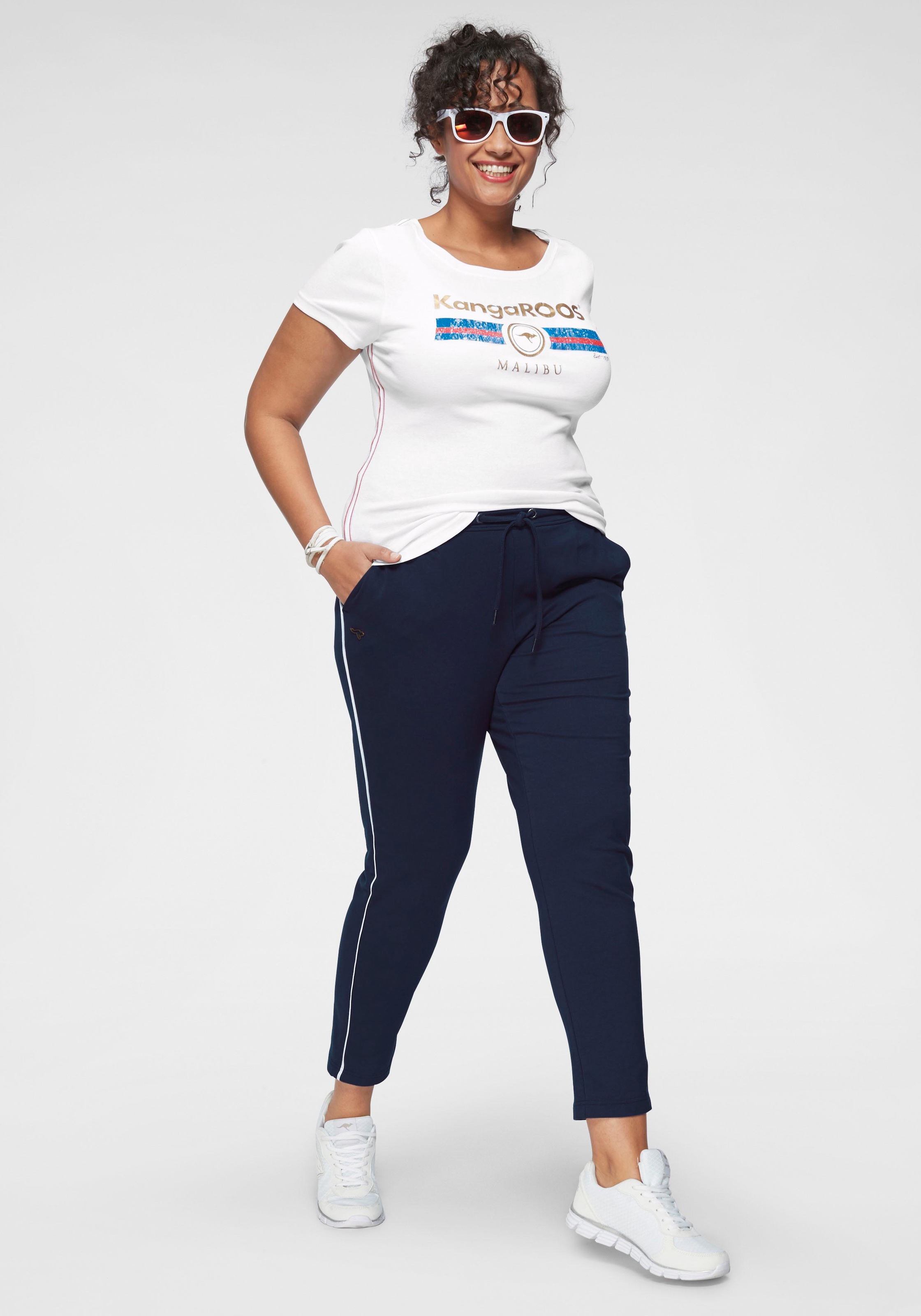 KangaROOS T-Shirt, Kurzarm, unifarben und bedruckt, Rundhalsausschnitt