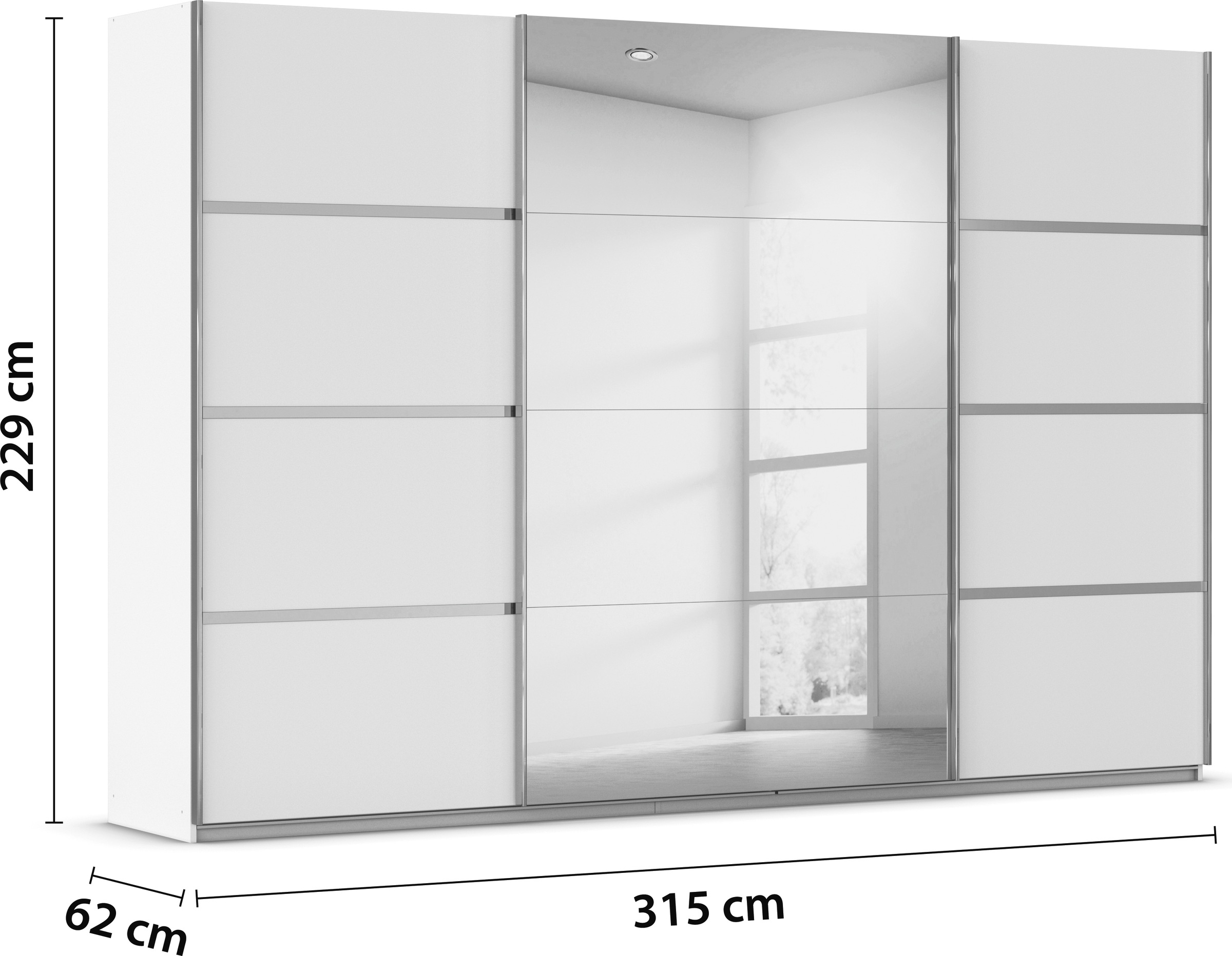 rauch Kleiderschrank »Schwebetürenschrank Garderobe Schrank TOP ANGEBOT Avola«, (in 3 verschiedenen Ausstattungen BASIC/CLASSIC/PREMIUM inkl. Spiegel), mit eleganten Zierleisten in Chrom, Schwarz oder Weiß MADE IN GERMANY