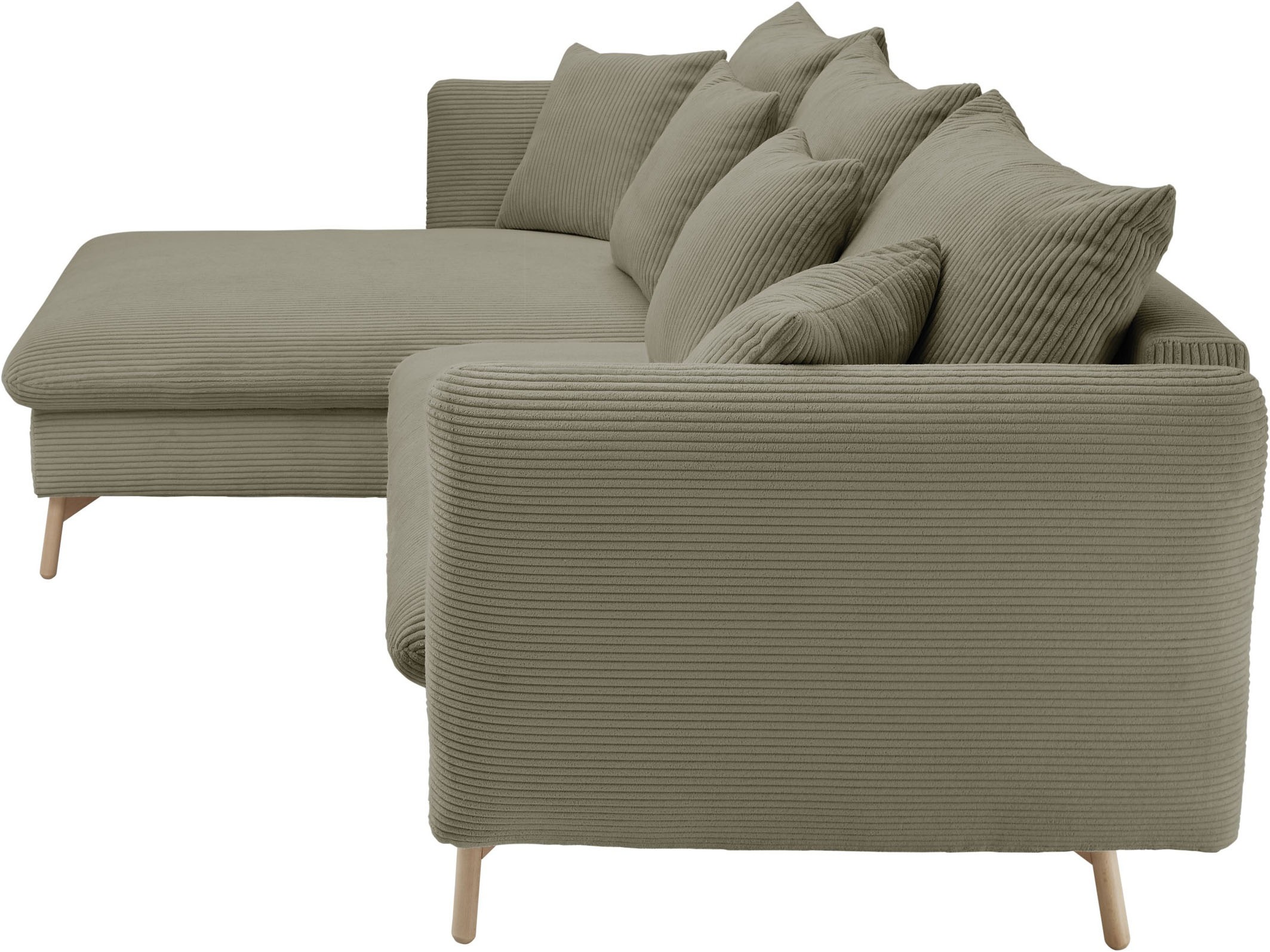 andas Ecksofa »MERLE, 258 cm, L-Form, traumhafter Cord,«, mit Bettfunktion und Bettkasten, Liegefläche 224 x 139