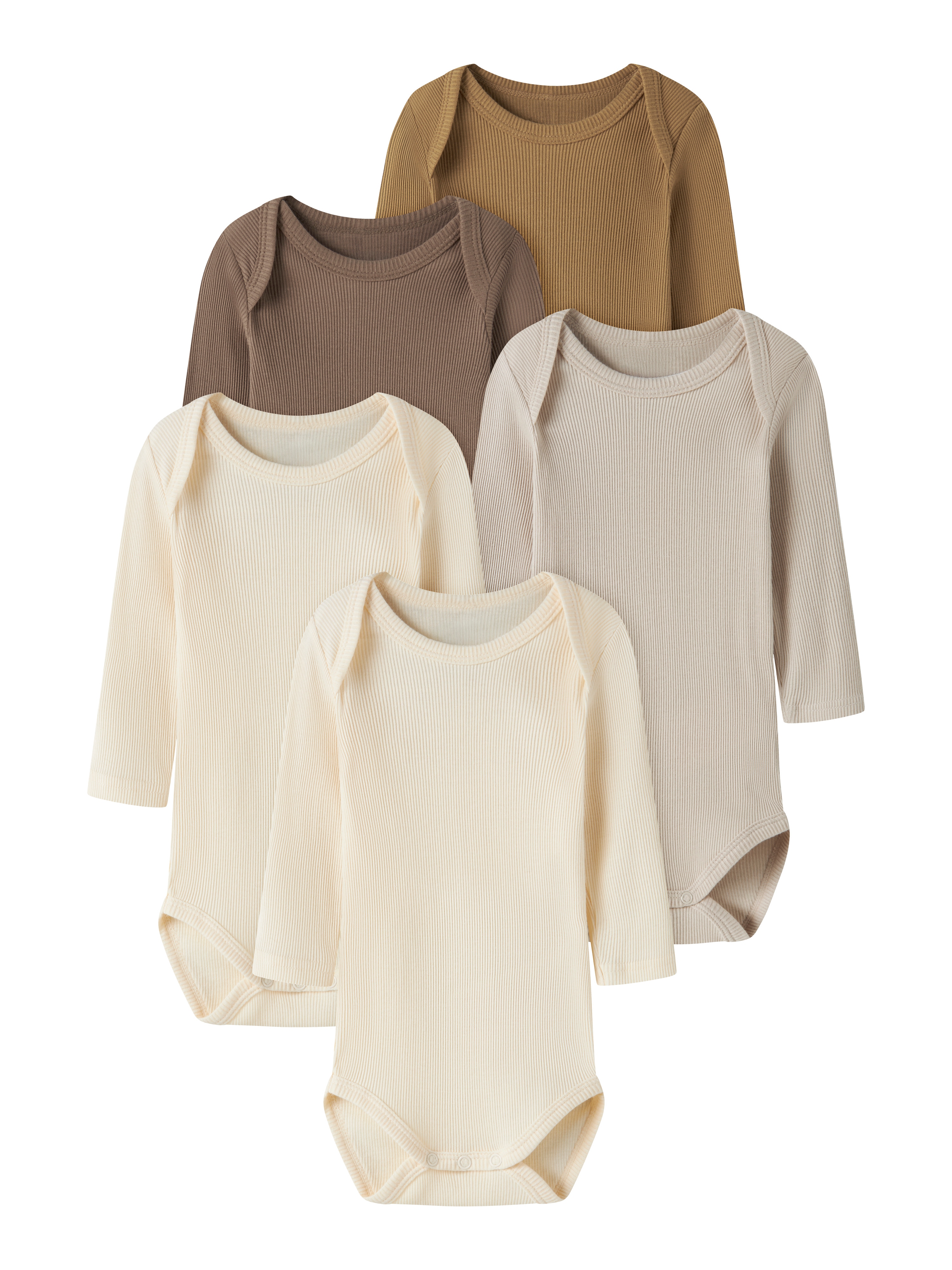 Name It Langarmbody "NBNBODY für Mädchen und Jungen mit Rippstruktur und Komfort" Packung, 5 unifarben, casual, regular fit, Baumwolle, Rundhals
