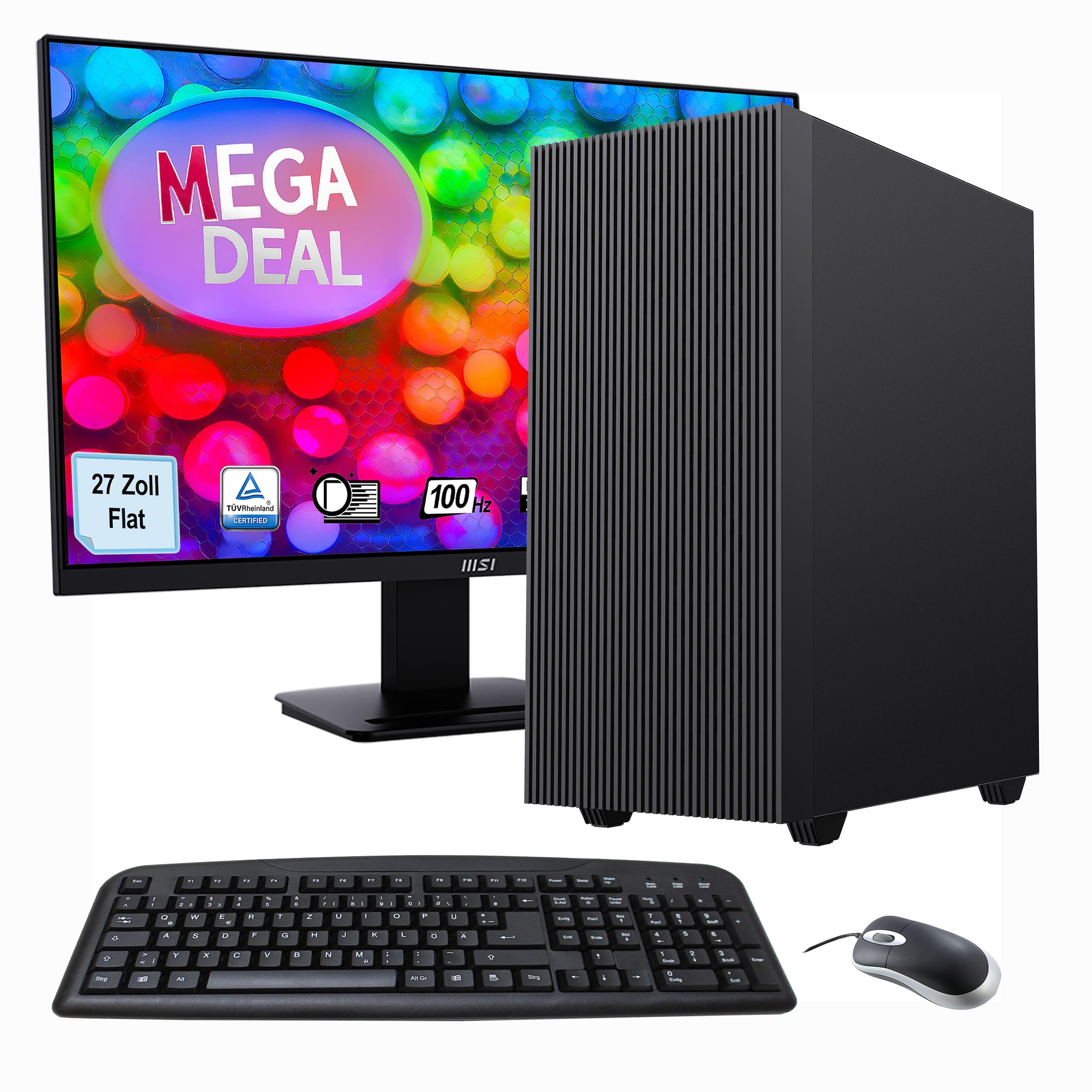 GAMEMAX PC-Komplettsystem »MegaDeal Multimedia-PC-Set«, Windows 11 + MSI PRO MP273ADE Monitor, 69cm (27") + Maus & Tastatur