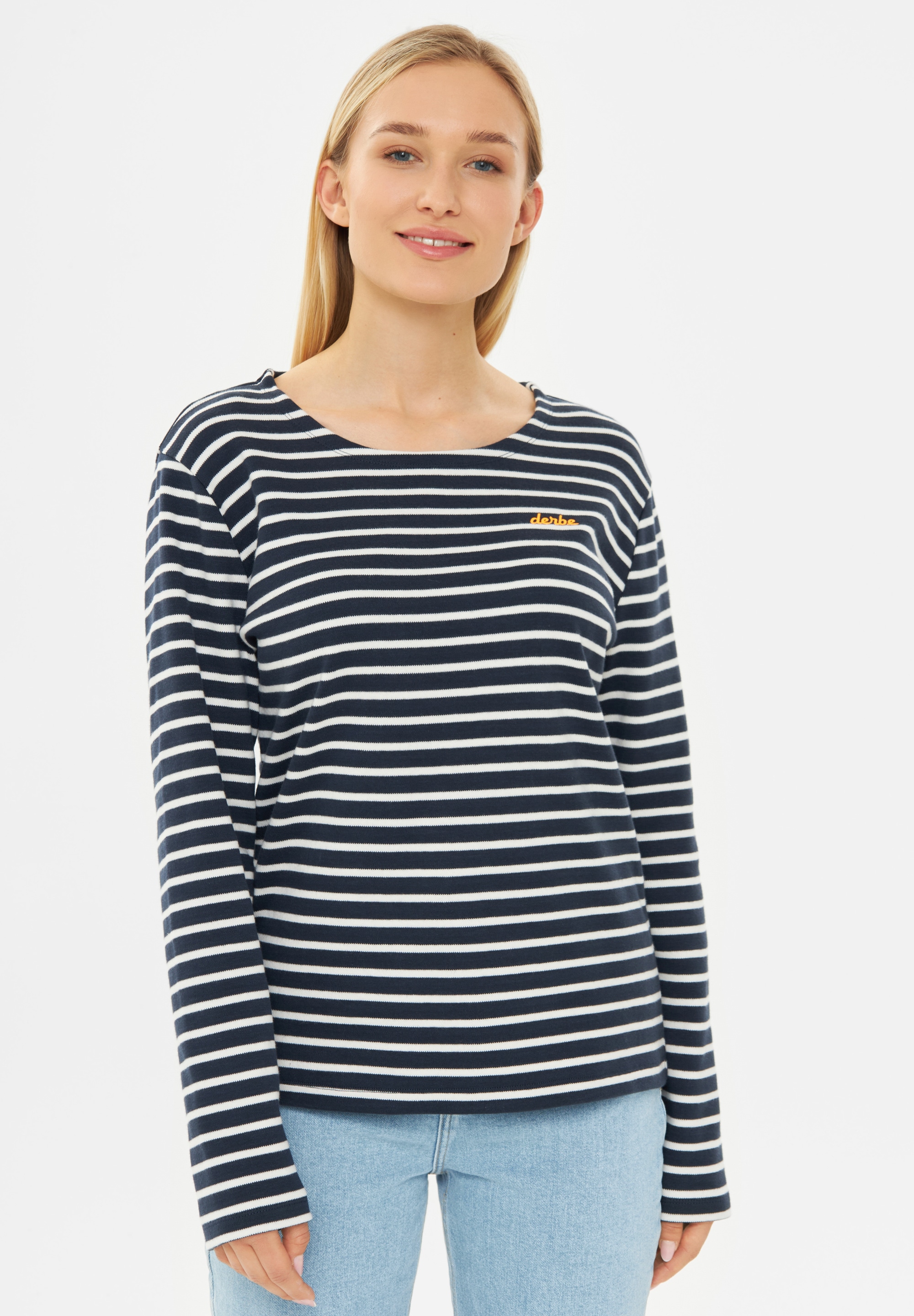 Derbe Langarmshirt »Interstriped«, French terry, gestreift, hochwertiger Stick
