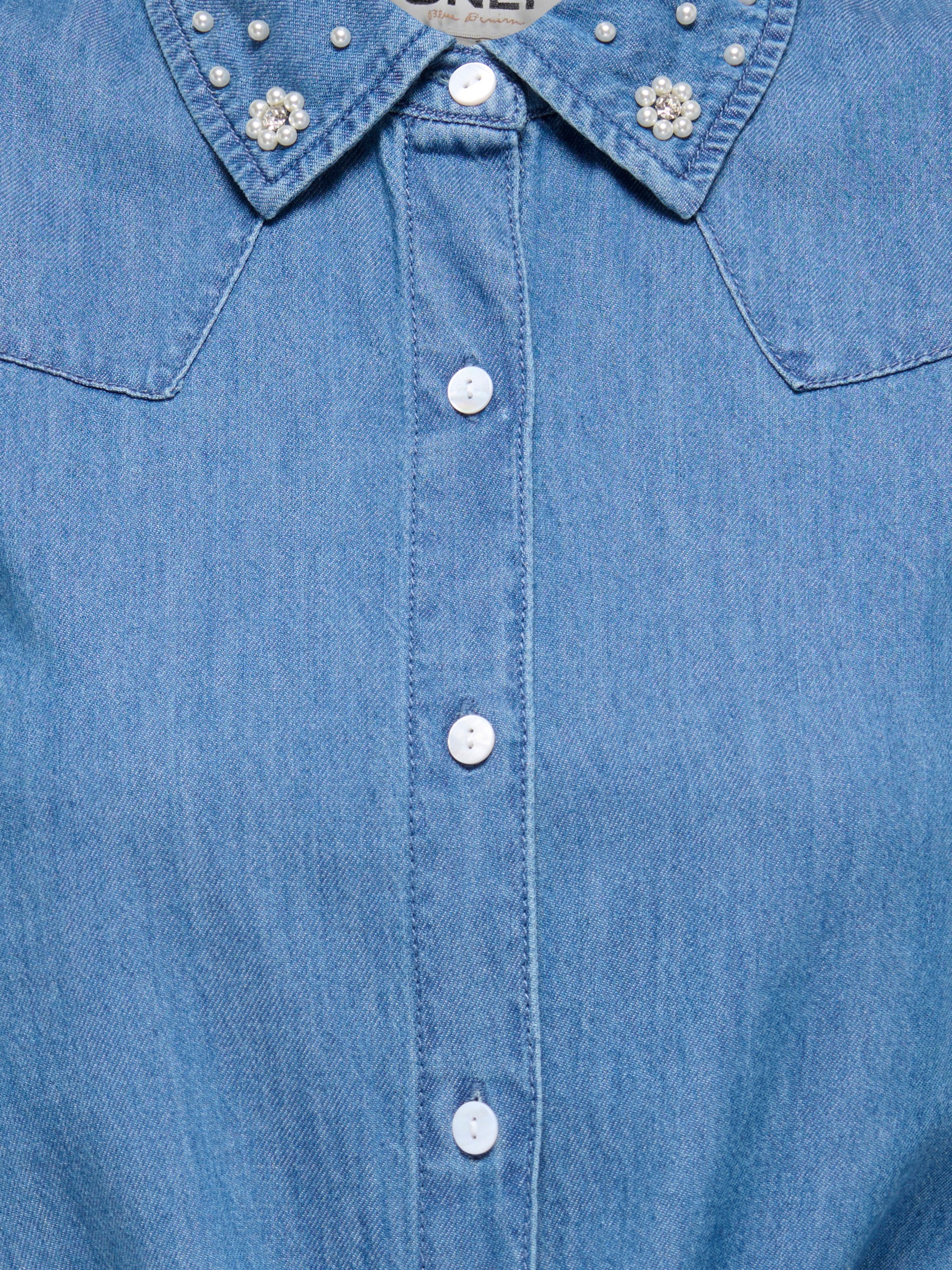 ONLY Jeansbluse »ONLBRIAR S/L PEARL KNOT SHIRT DNM QYT« Baumwolle