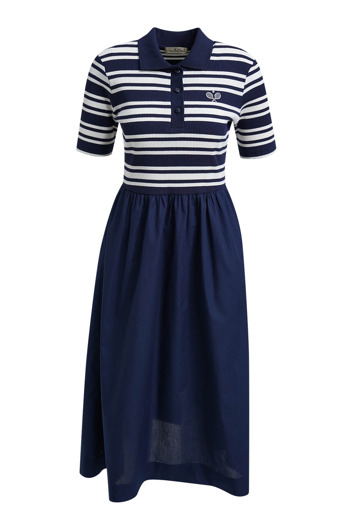 Smith & Soul Sommerkleid Ohne Taschen mit Polo-Kragen und kurzer Knopfleiste