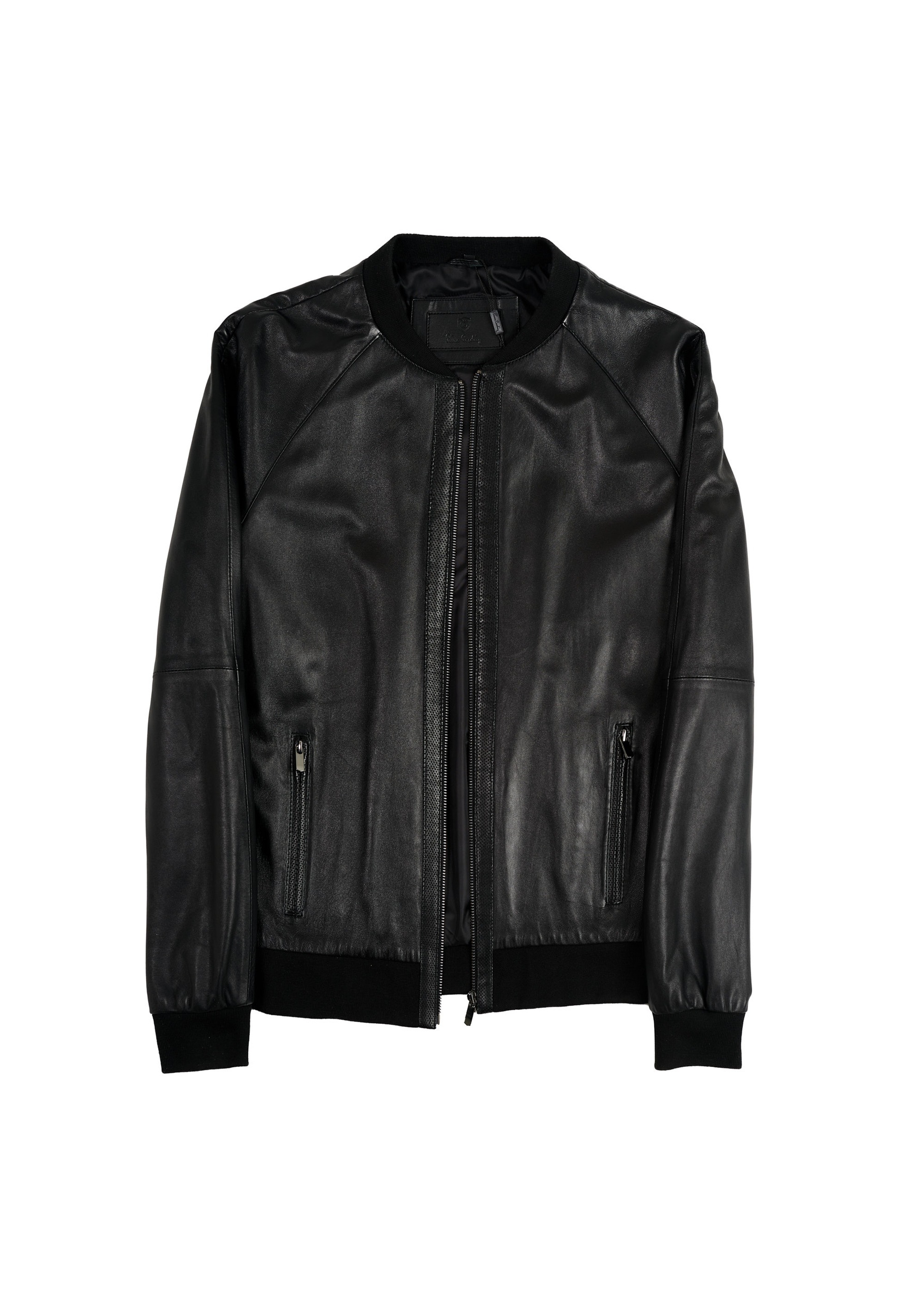Pierre Cardin Men's Leather Bomber Jacket Black XL 3