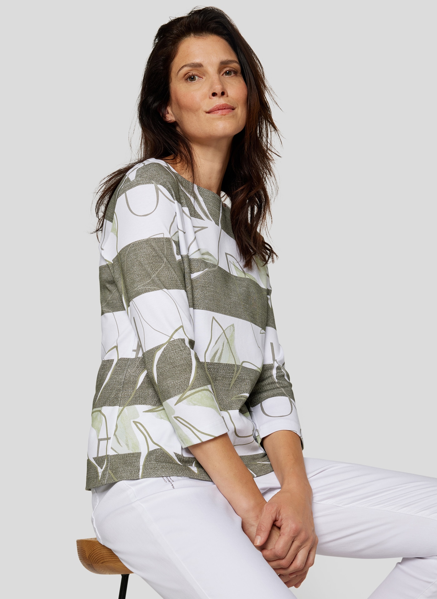 Rabe Print-Shirt »Rabe Stylisches Shirt mit Blockstreifen und Blatt-Print«