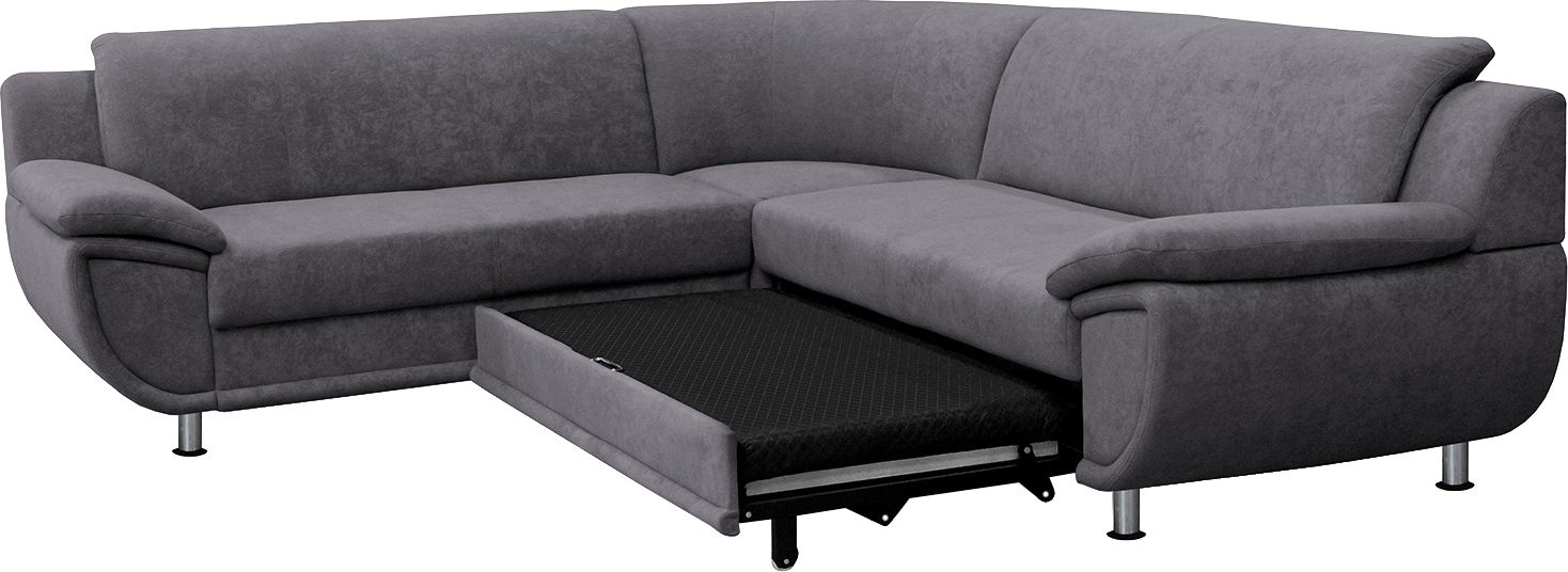 TRENDMANUFAKTUR Ecksofa »Rondo wahlweise mit Schlaffunktion, 267x247 cm (BxT), breite Armlehnen«, L-Form, wahlweise mit Federkern bestellbar, Füße chromfarben
