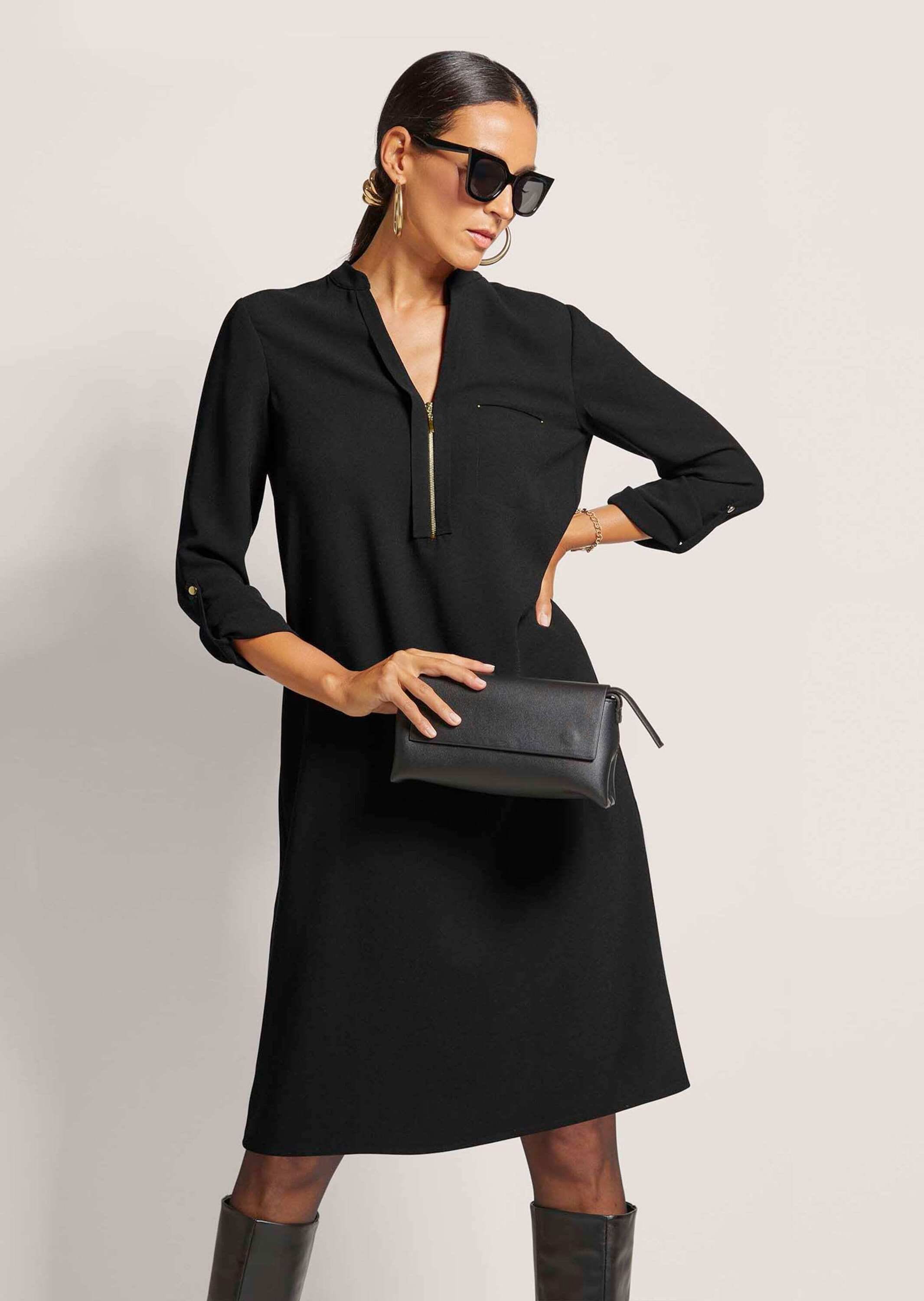 MADELEINE Midikleid »Kleid Shirtkleid mit Rundhals mit V-Schlitz«