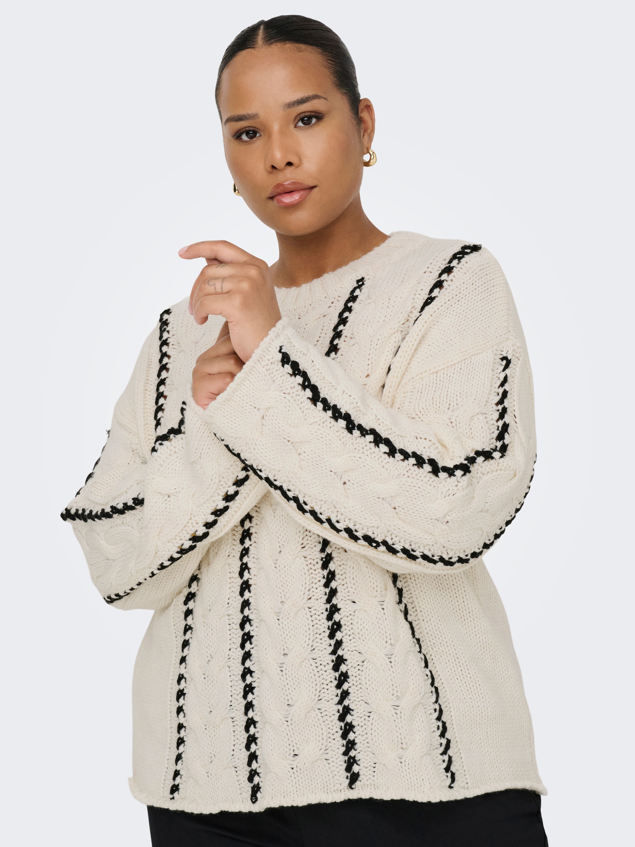 ONLY CARMAKOMA Rundhalspullover "CARTESSA CABEL STITCH LS O-NECK KNT" günstig online kaufen