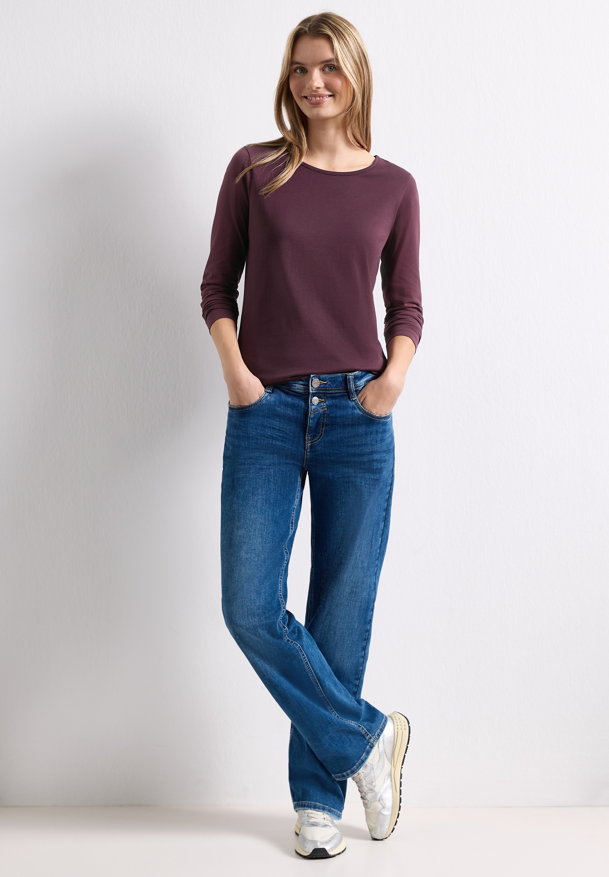 STREET ONE Langarmshirt aus reiner Baumwolle