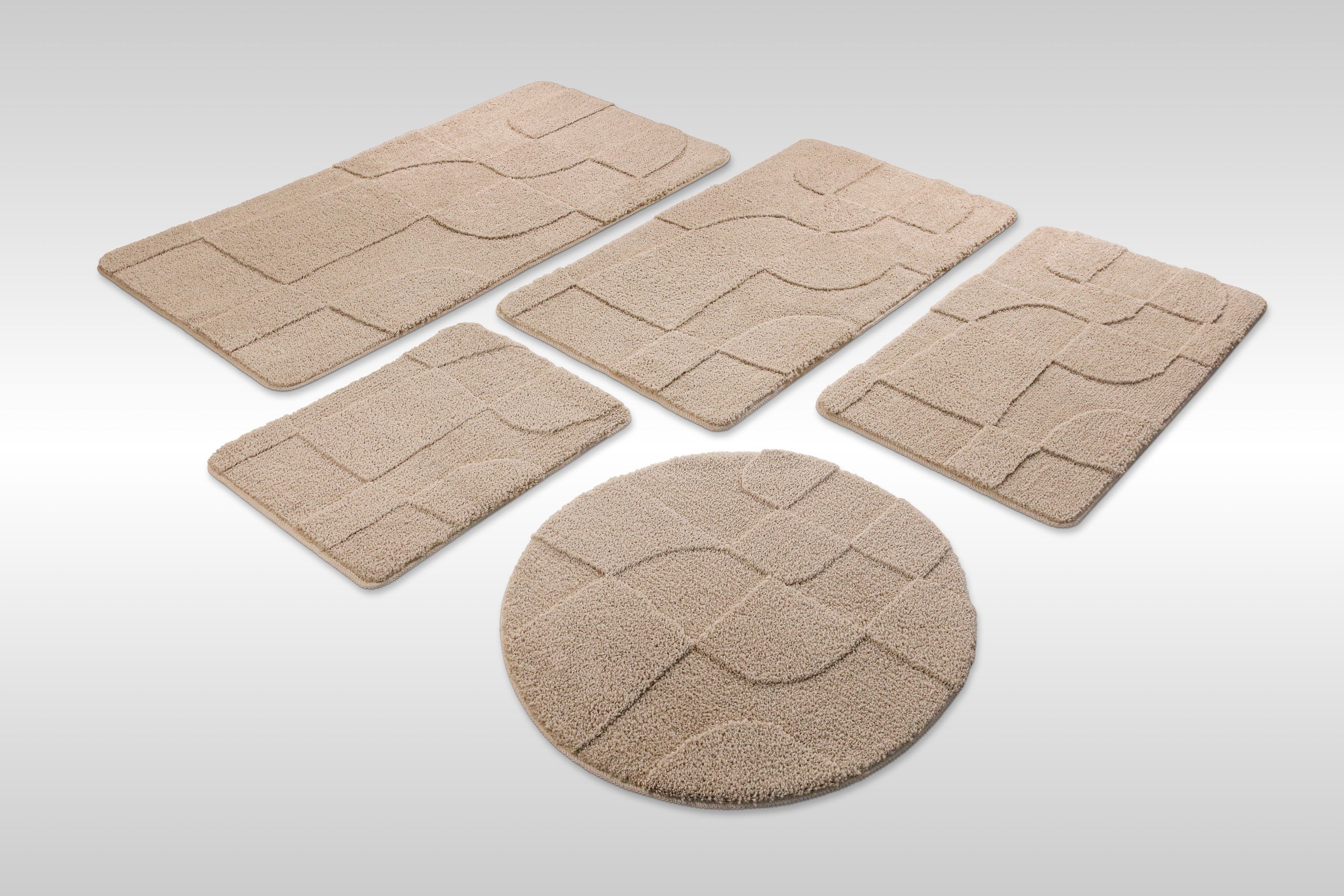 Wecon home "Davie" Höhe 25 mm rutschhemmend beschichtet schnell trocknend Badteppich, Hoch-Tief-Effekt, weich, rutschhemmend, waschbar, getuftet