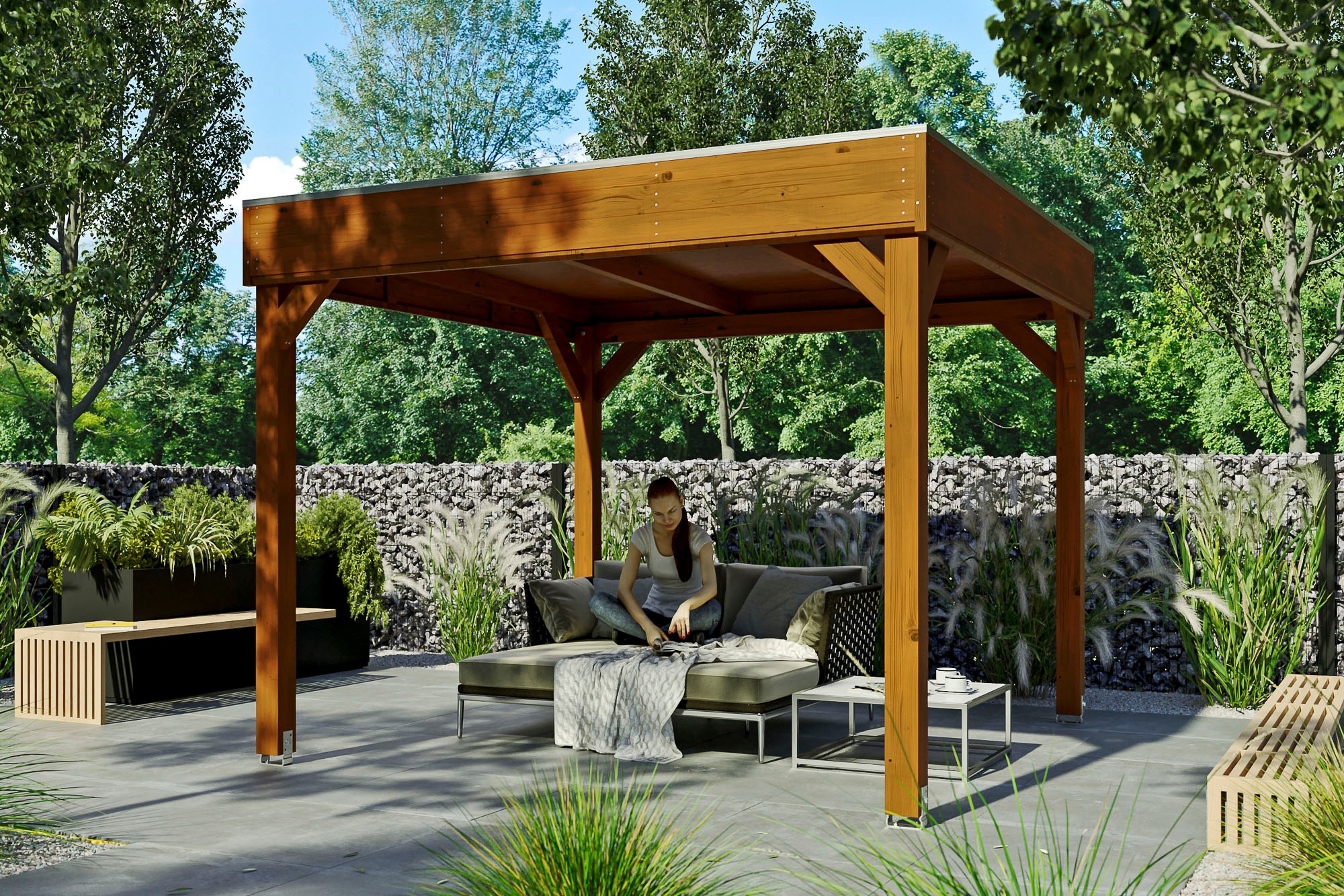 Skanholz Holzpavillon "Toulouse" BxTxH:302x302x244 cm, inkl. Aufschraubstut günstig online kaufen