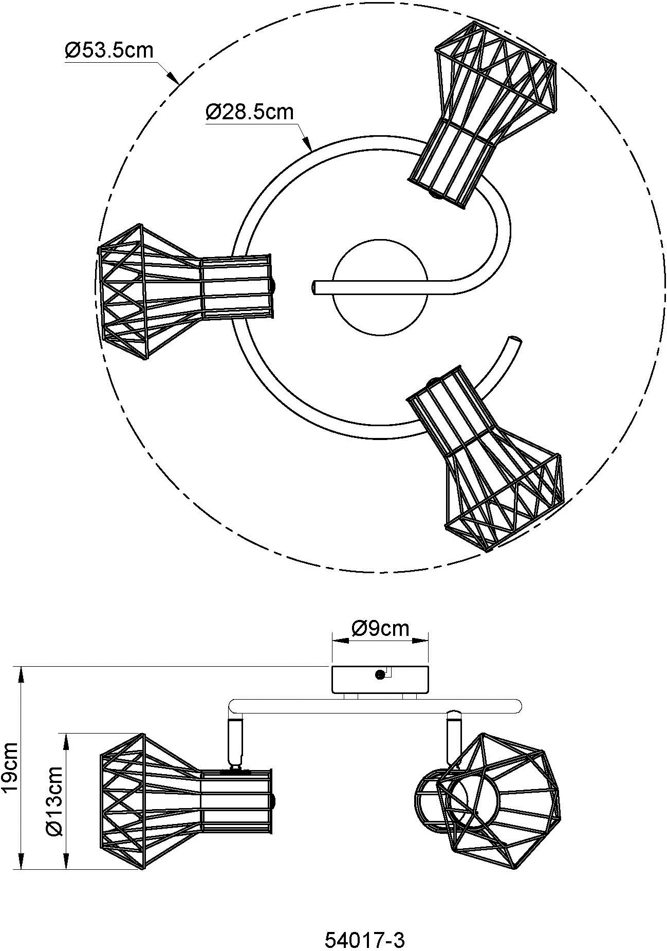 GLOBO LIGHTING Deckenstrahler »PRISKA«, Leuchtmittel E27 | ohne Leuchtmittel, Deckenstrahler/schwarz/Flur/Wohnzimmer