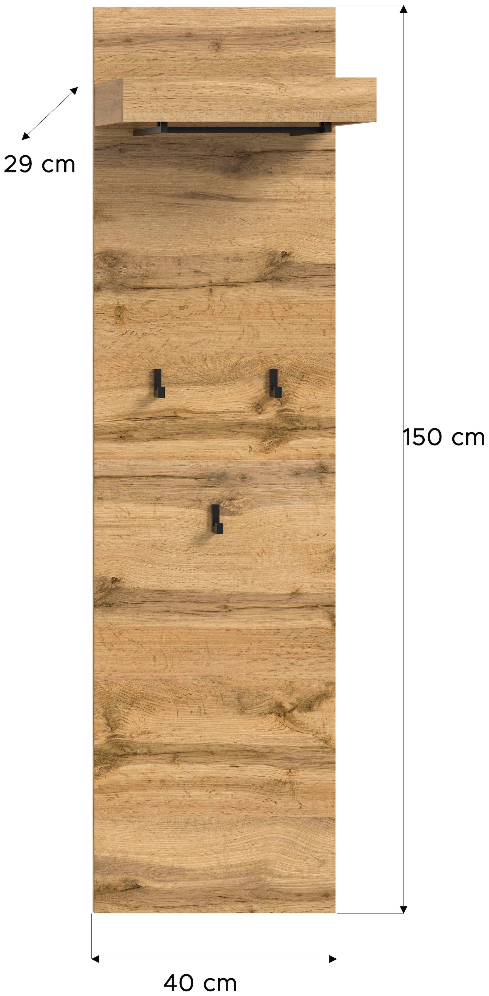 OTTO home Garderobenpaneel »MAMBO II, Höhe 150cm, 1 Kleiderstange & Hutablage, 3 Haken« individuell mit weiteren Artikeln der Serie MAMBO kombinierbar, 1 Stk. tlg. Paneel, Garderobe, Flur, Diele, Hakenleiste, Flurgarderobe