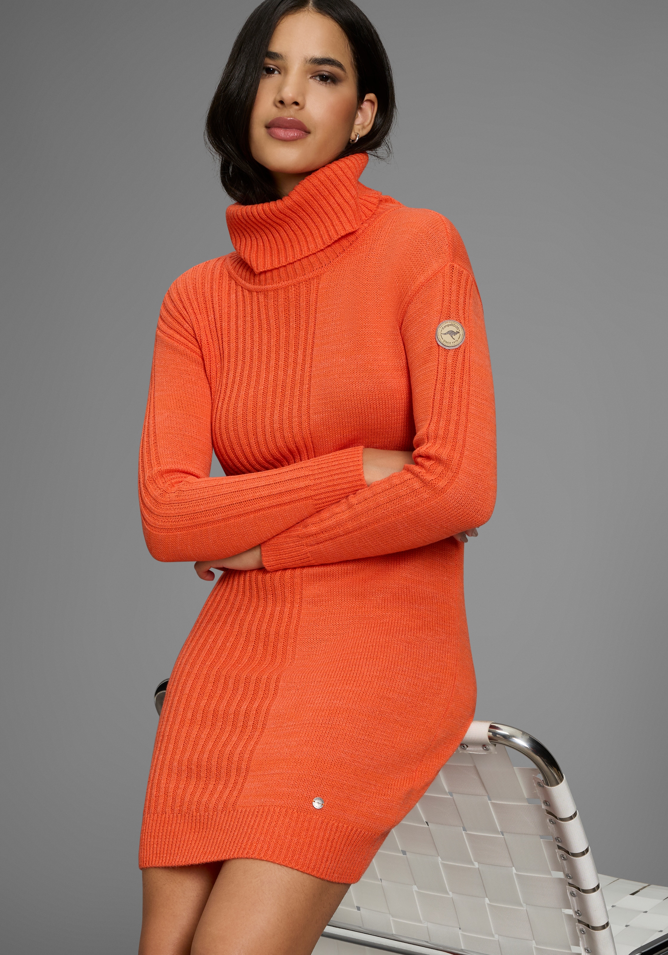 KangaROOS Strickkleid, mit Rollkragen, Glattstrick & Rippstrick günstig online kaufen