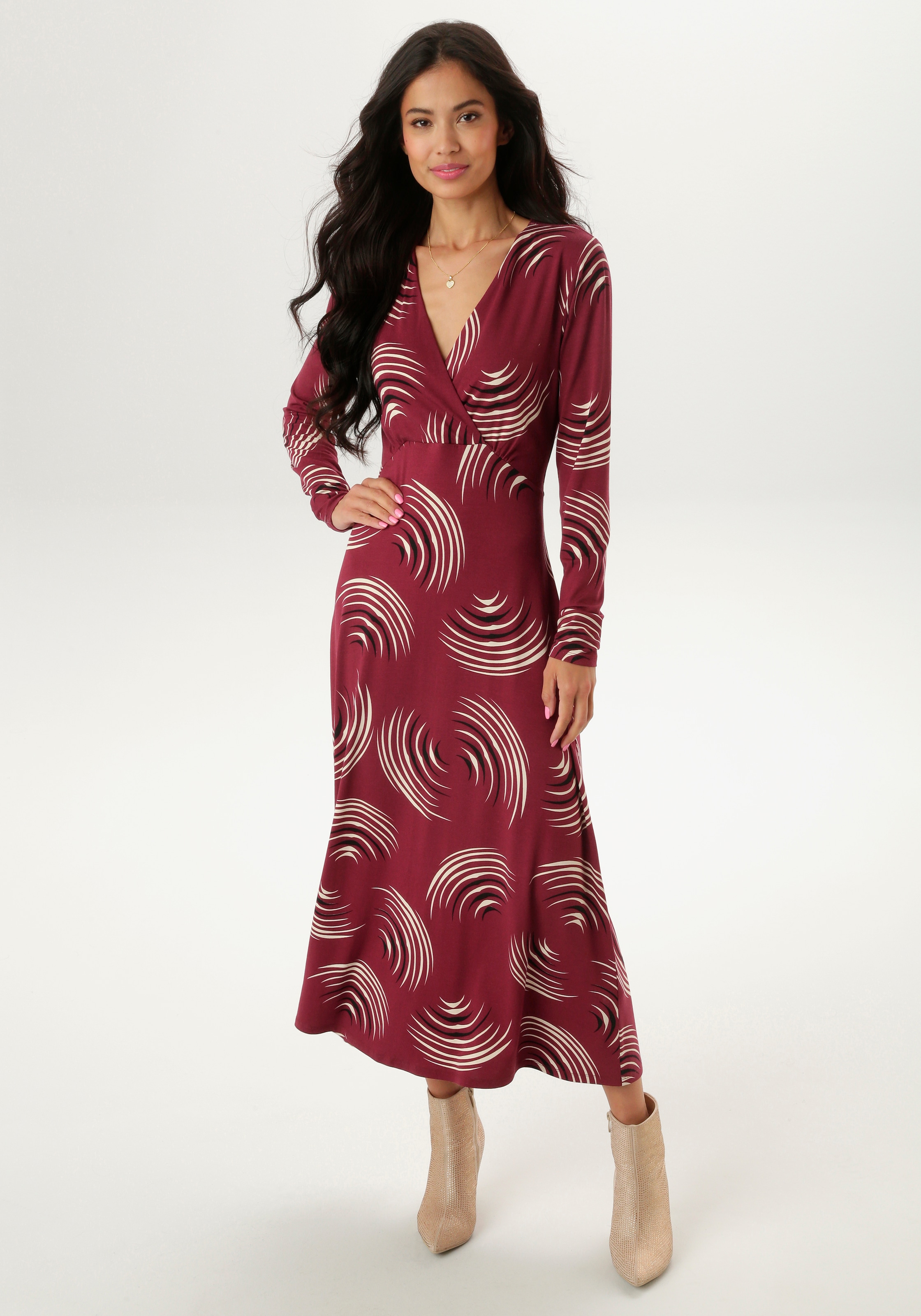 Aniston SELECTED Maxikleid, mit V-Ausschnitt in Wickeloptik und Unterbrustnaht - NEUE KOLLEKTION