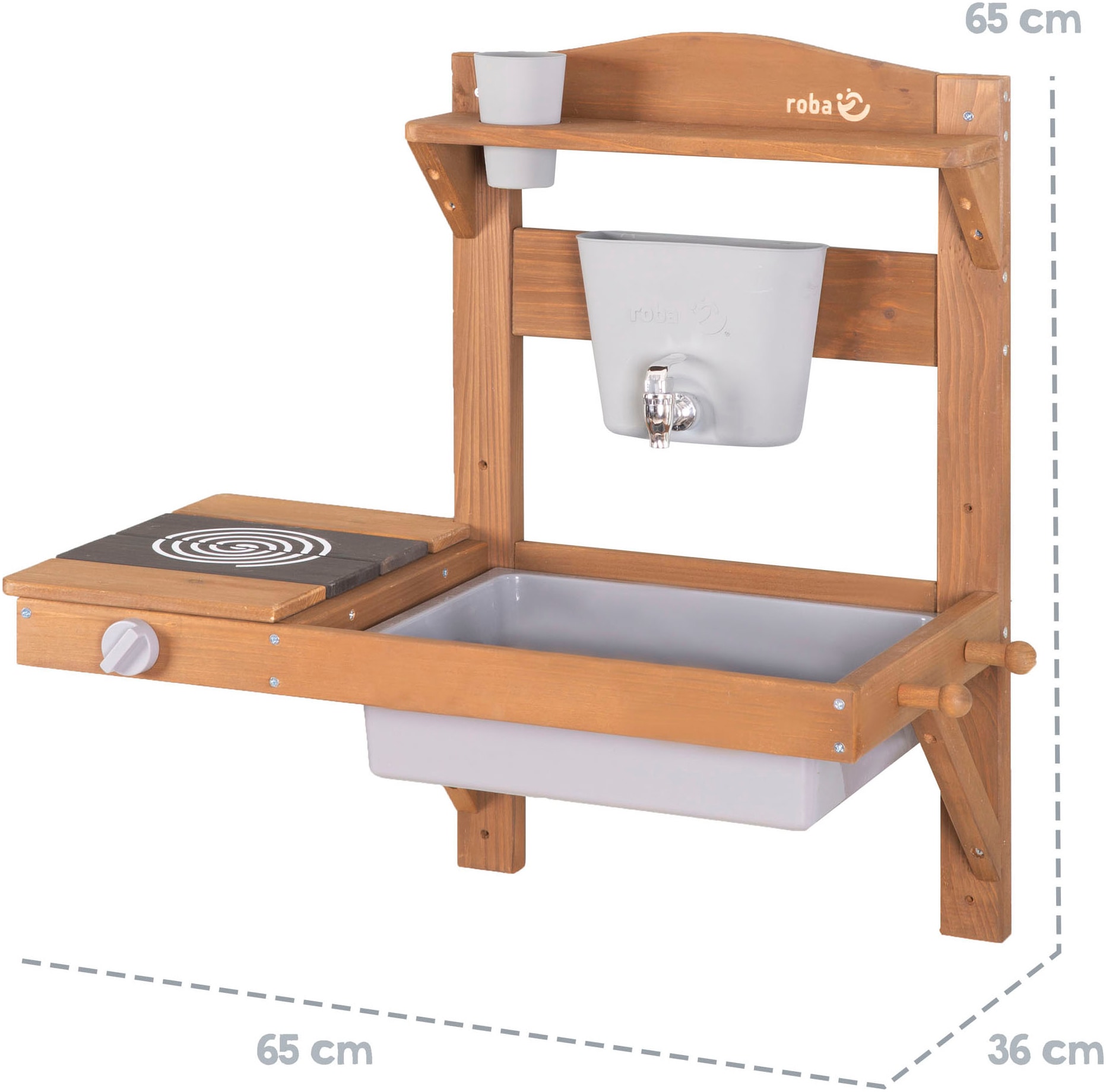 roba® Outdoor-Spielküche »Matschküche zum Hängen, teakholzfarben lasiert, aus Holz«, FSC® - schützt Wald - weltweit