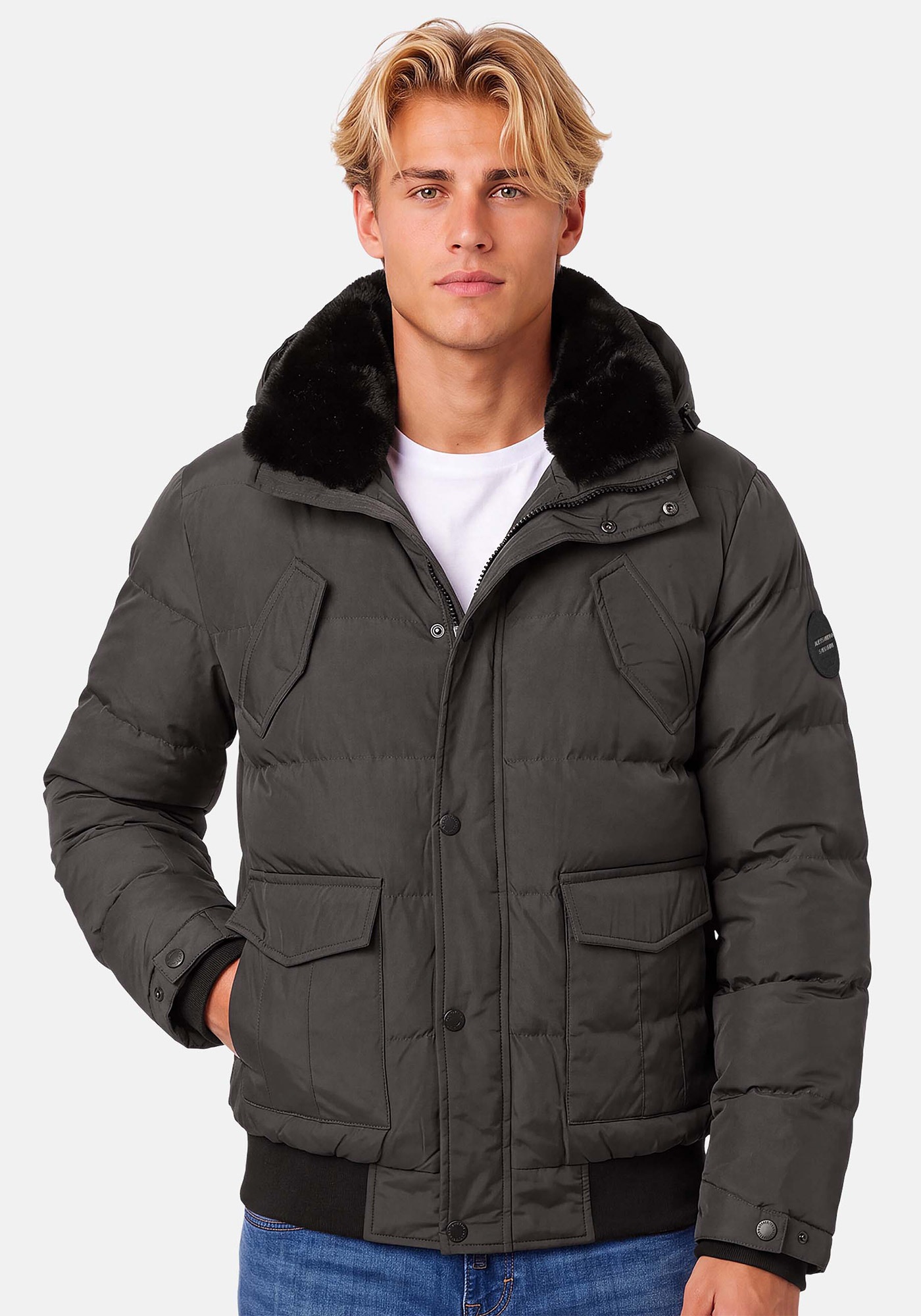 Alessandro Salvarini Winterjacke »ASLeonio« mit warmem Teddyfell und abnehmbarer Kapuze