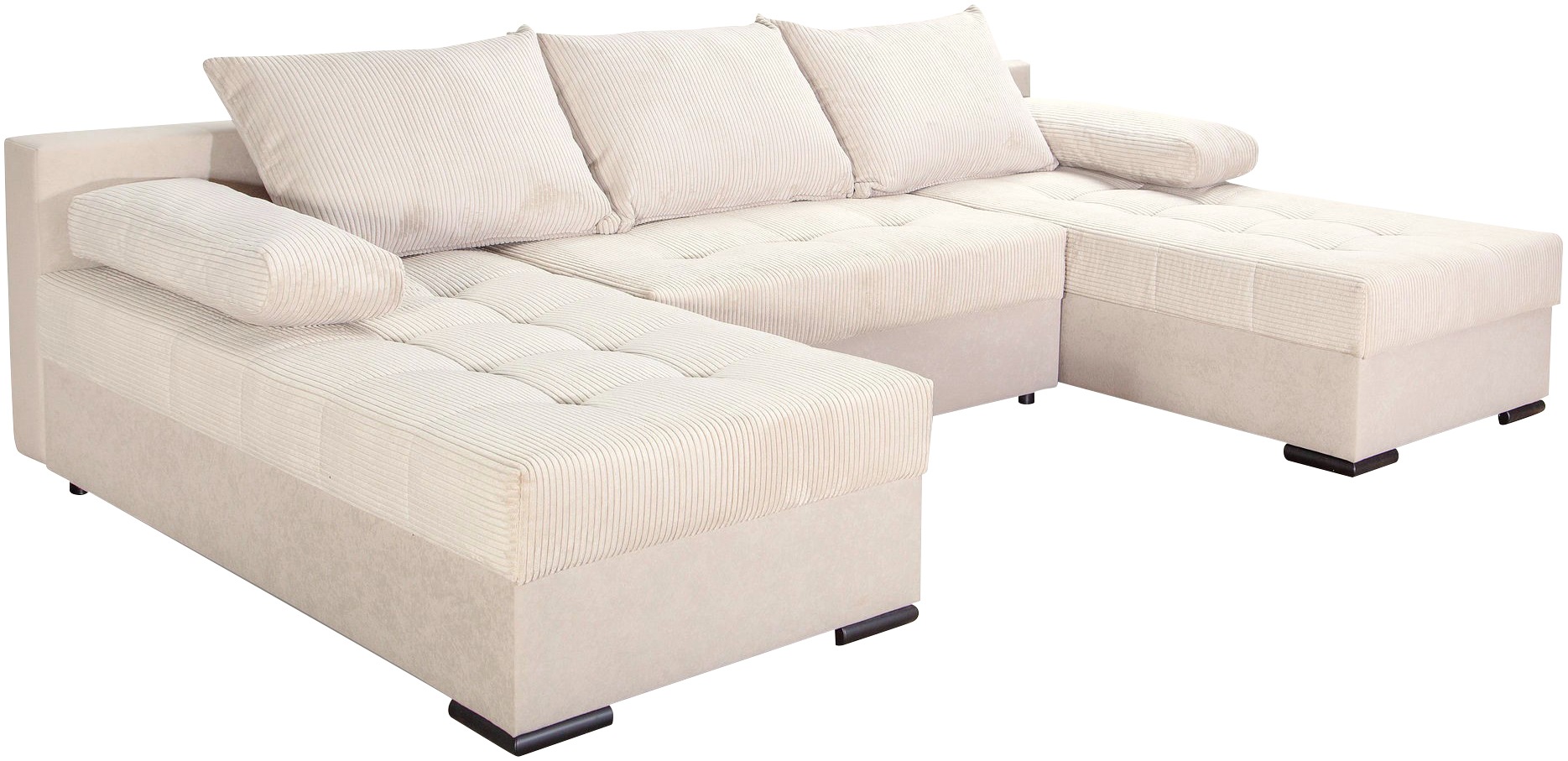 Thumbnail - COLLECTION AB Wohnlandschaft "Josy, U-Form, Schlafsofa mit Bettkasten", (Cord-/Mix), flexible Recamiere, Breite: 269cm, ...
