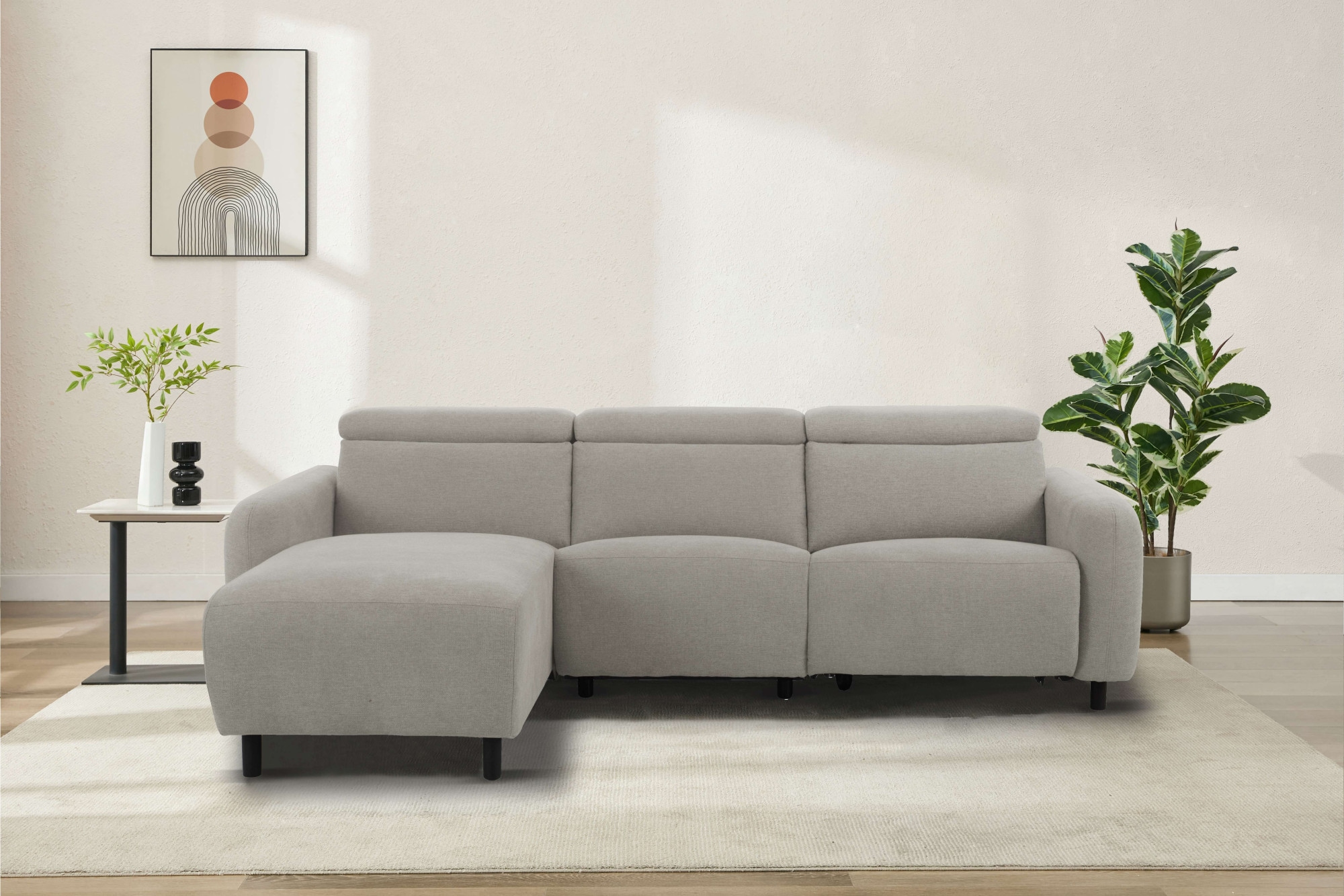 Home affaire Ecksofa »SKAANE Struktur, L-Form, 274 cm, manuelle u. elektrische Funktion,«, 274 cm, mit Kopfteilverstellung und man. oder elektr. Relaxfunktion