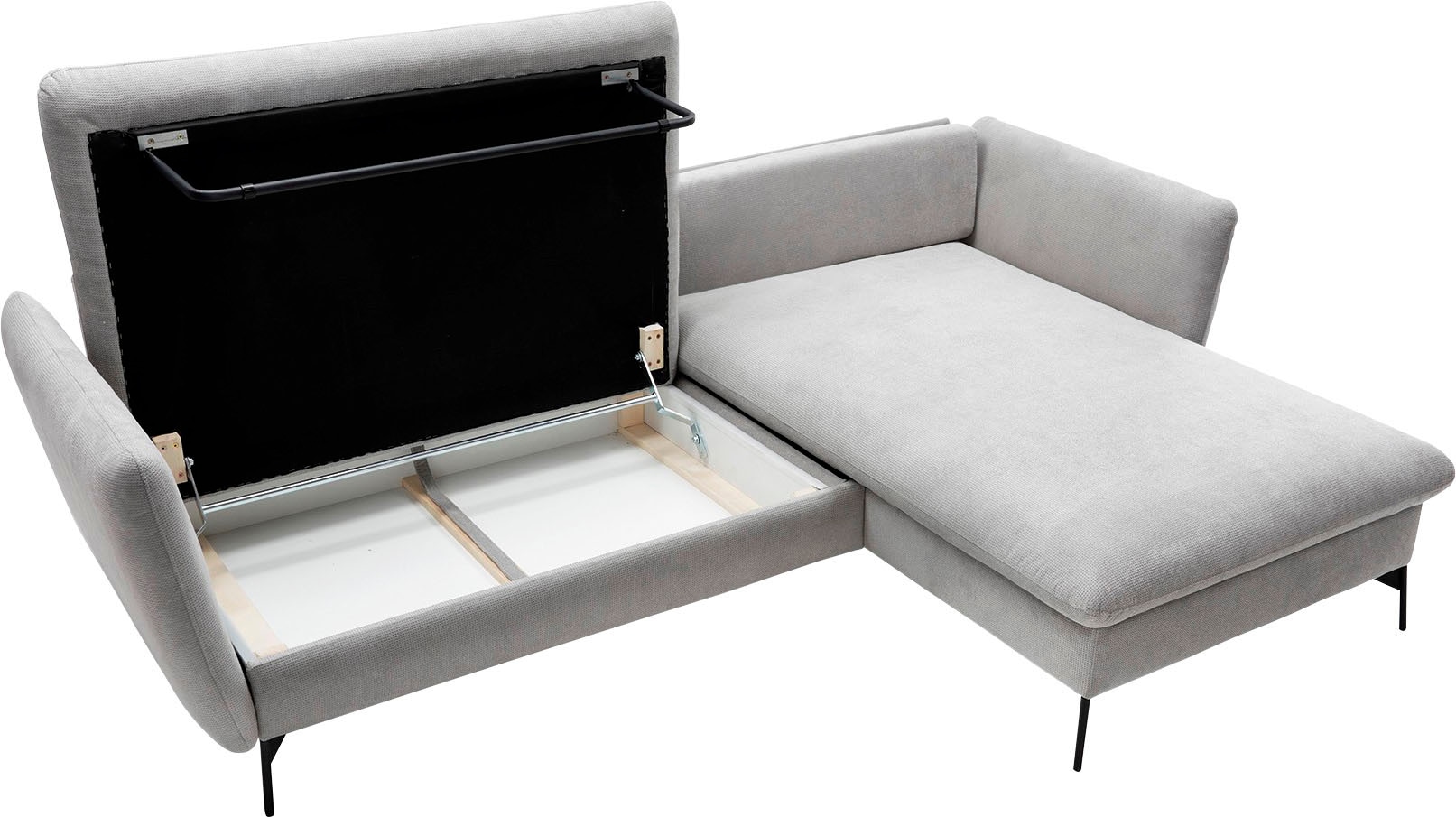 andas Ecksofa »LIVORNO,258 cm, L-Form,«, Schlaffunktion u. Bettkasten (139/224cm), Samt, Struktur, Webstoff