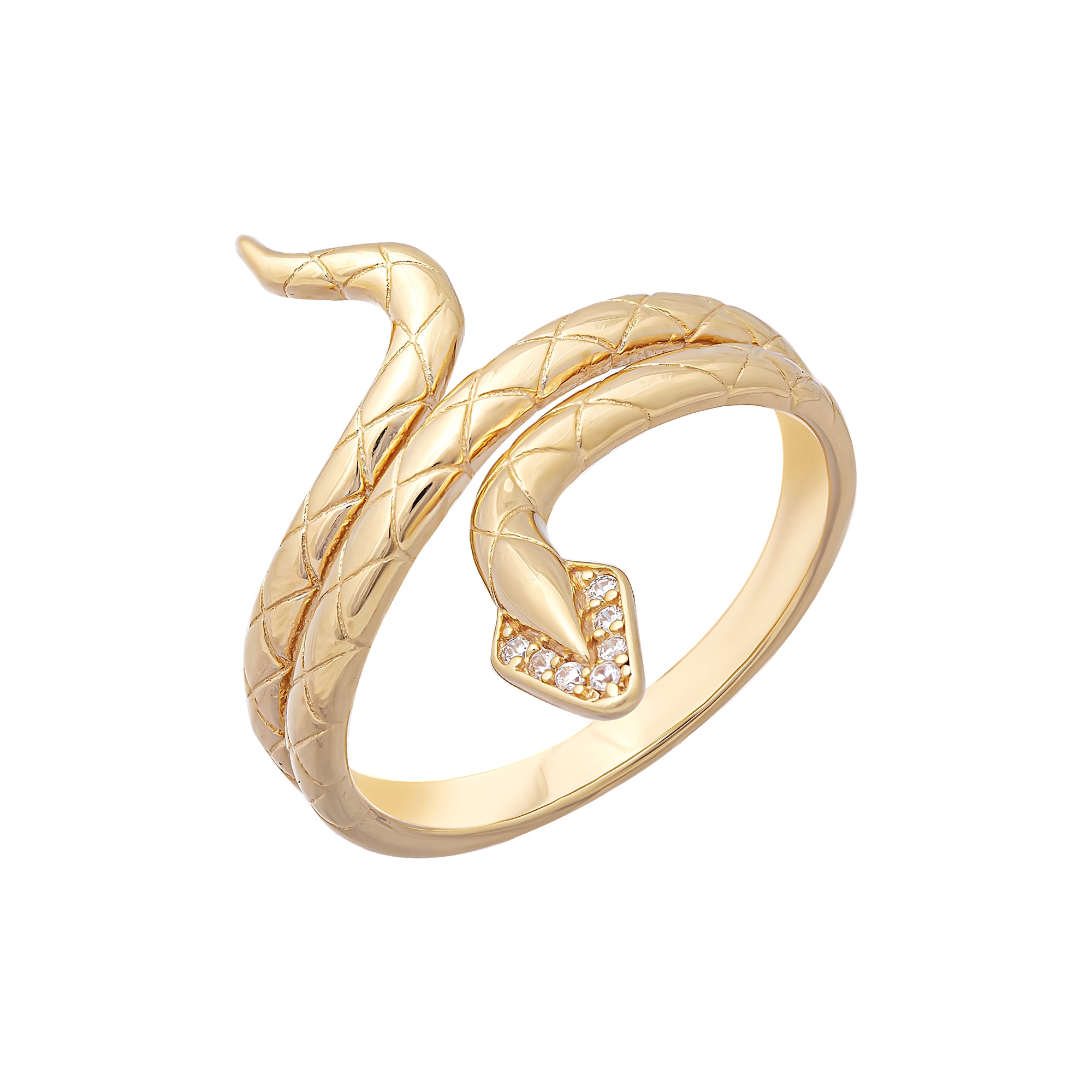 CAÏ Fingerring »925 Silber vergoldet Schlange mit Zirkonia«