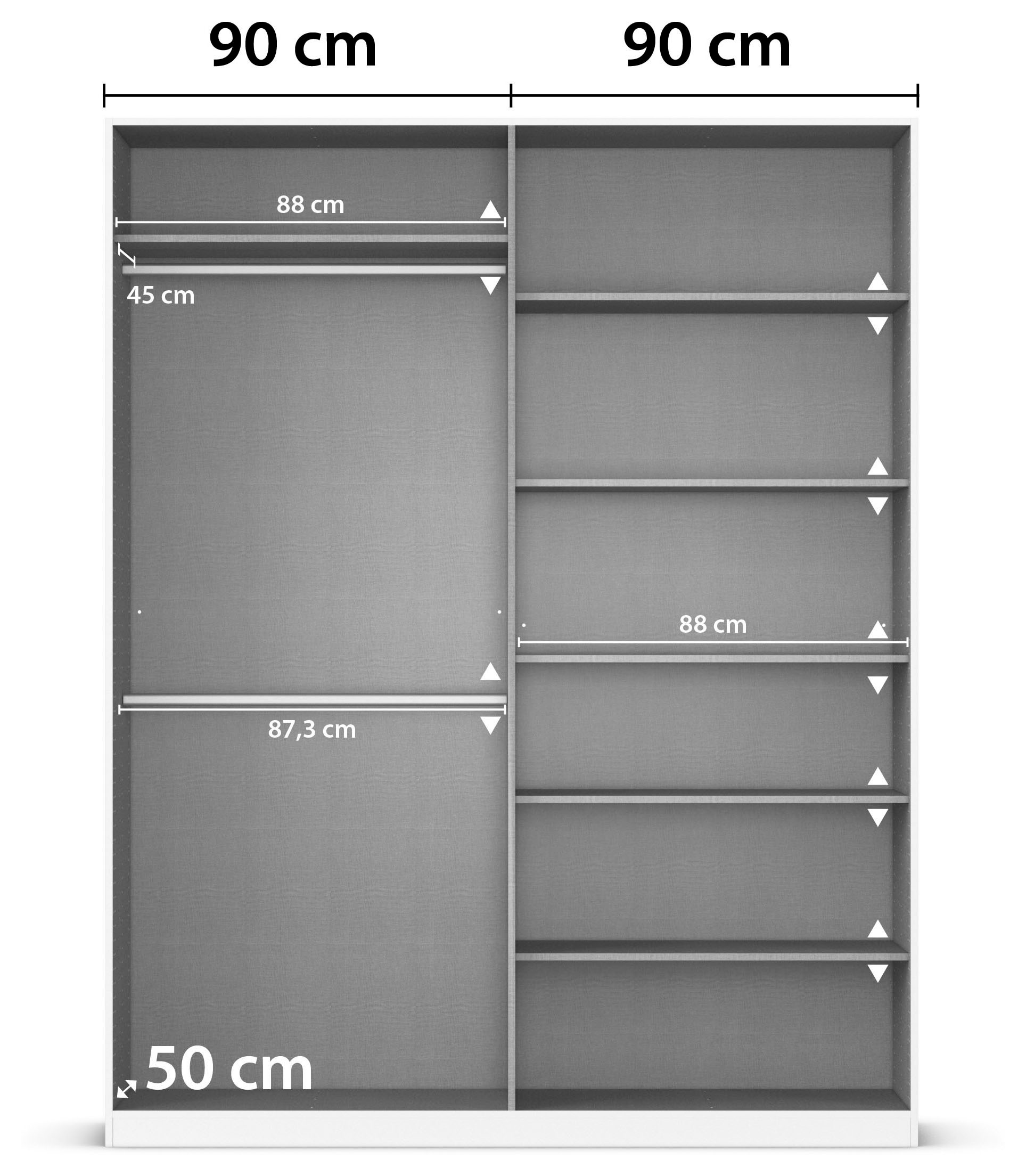 rauch Drehtürenschrank »Kleiderschrank Schrank Garderobe AGORDO TOPSELLER Schlafzimmer«, (in zwei Griff-Farben mit Dekor- oder Hochglanzfront), durchdachte Innenausstattung, in 6 Breiten und 2 Höhen MADE IN GERMANY