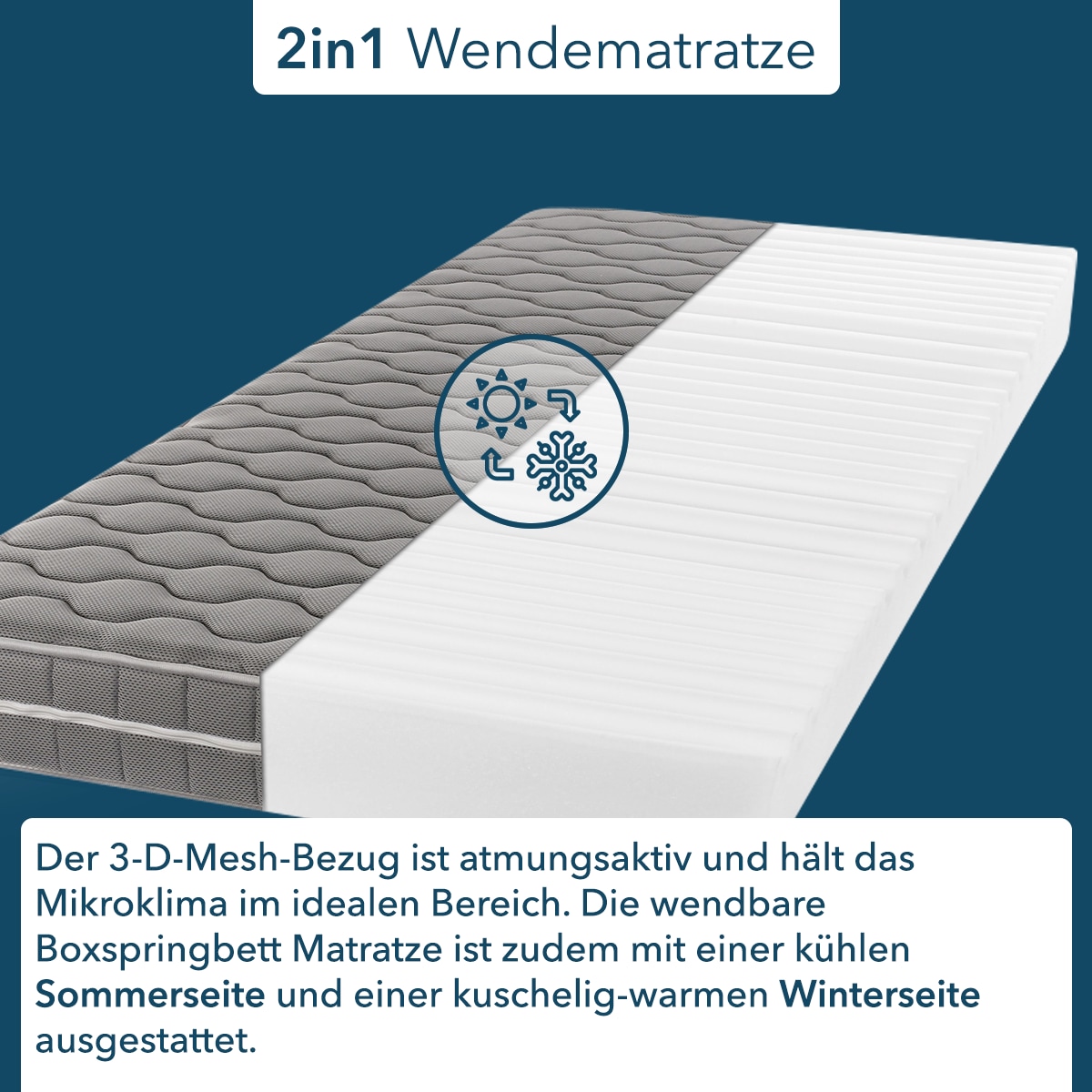 DI QUATTRO Komfortschaummatratze »Visko Air Komfort Luxus«, 16 cm hoch, Raumgewicht: 28 kg/m³, (1 St.), Wendematratze mit zwei unterschiedlich festen Liegeseiten