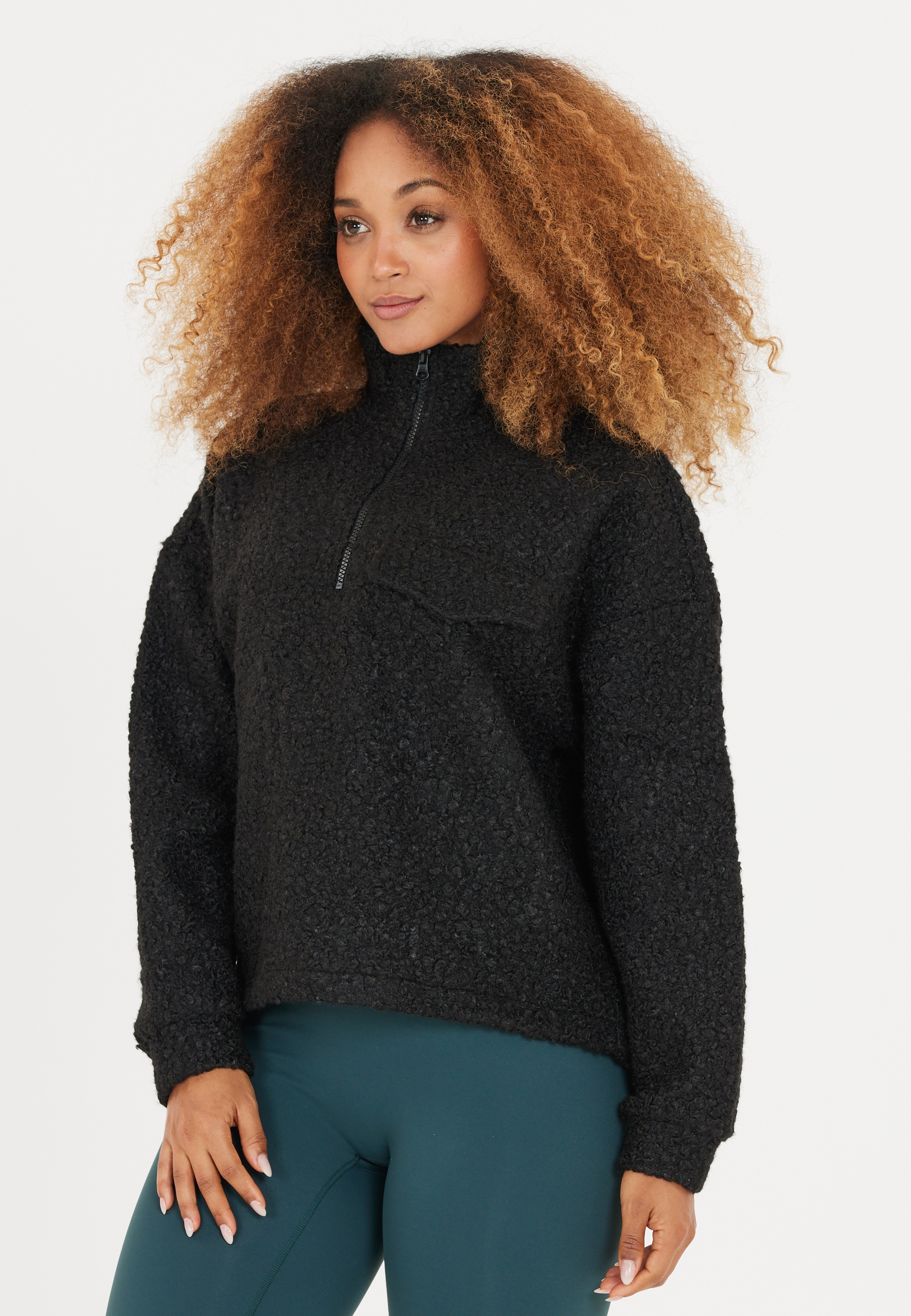 ATHLECIA Strickpullover »Florrie«, mit Teddy-Fleece und halbem Reißverschluss