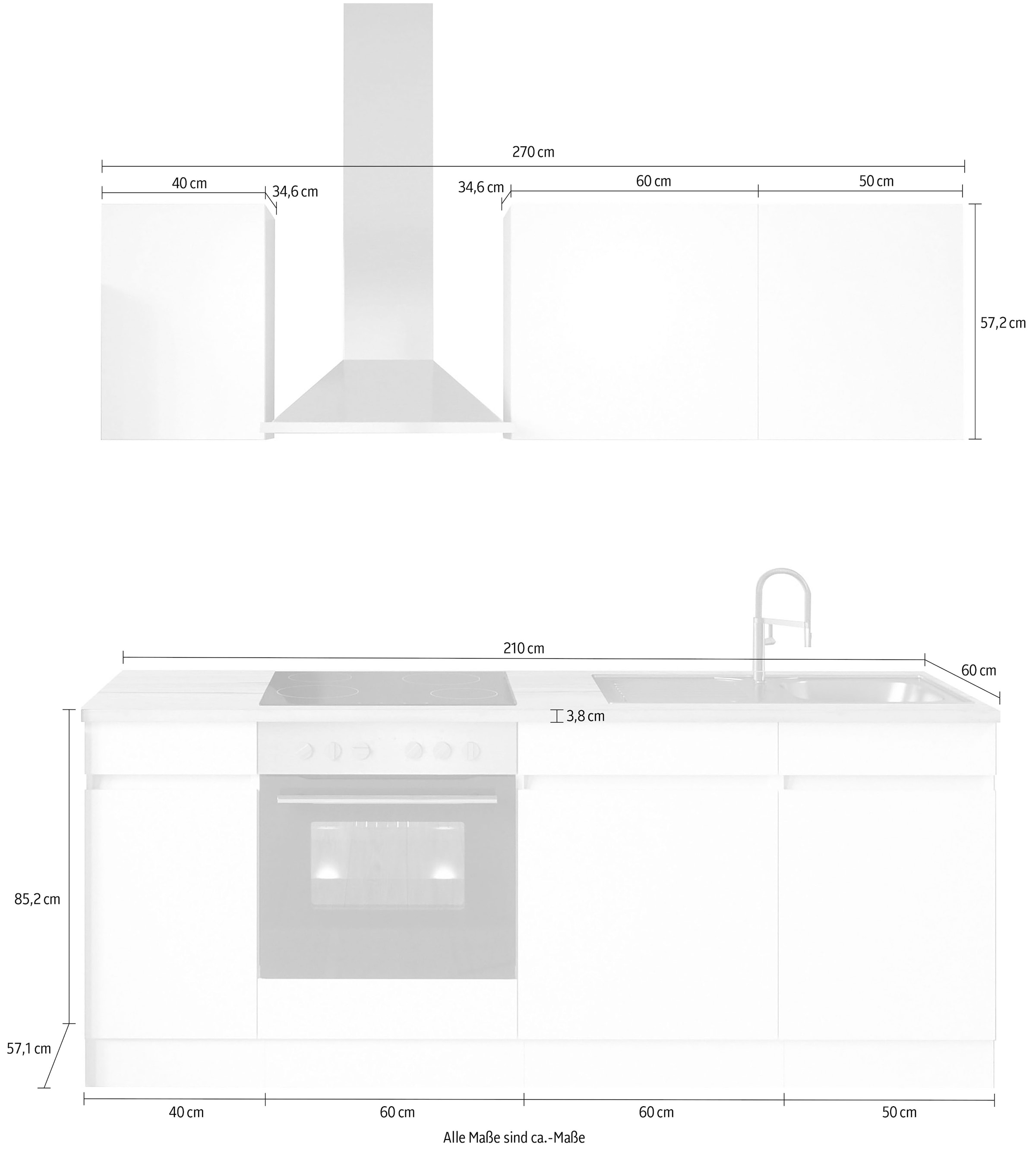 Küche | Hanseatic-E- OPTIFIT BAUR Breite kaufen mit cm, 210 ohne Geräte »Safeli«, wahlweise oder